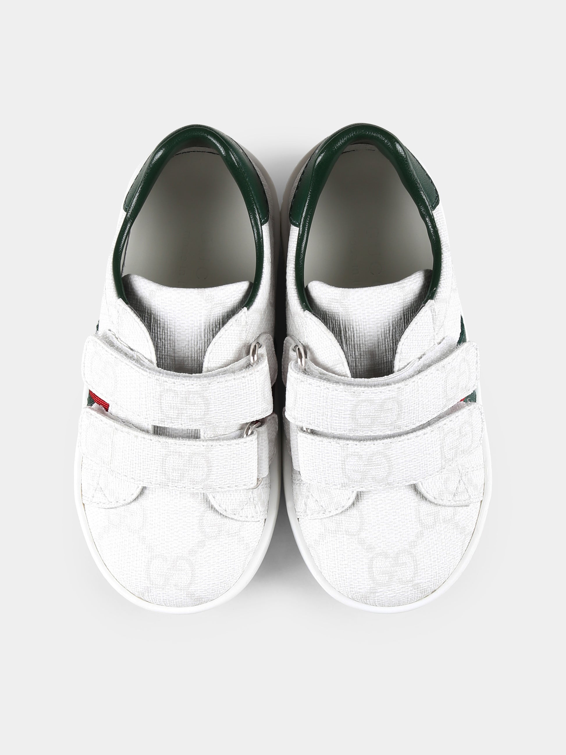 Sneakers Ace bianche per bambini con dettaglio Web,Gucci Kids,463088 FAEG6 9048