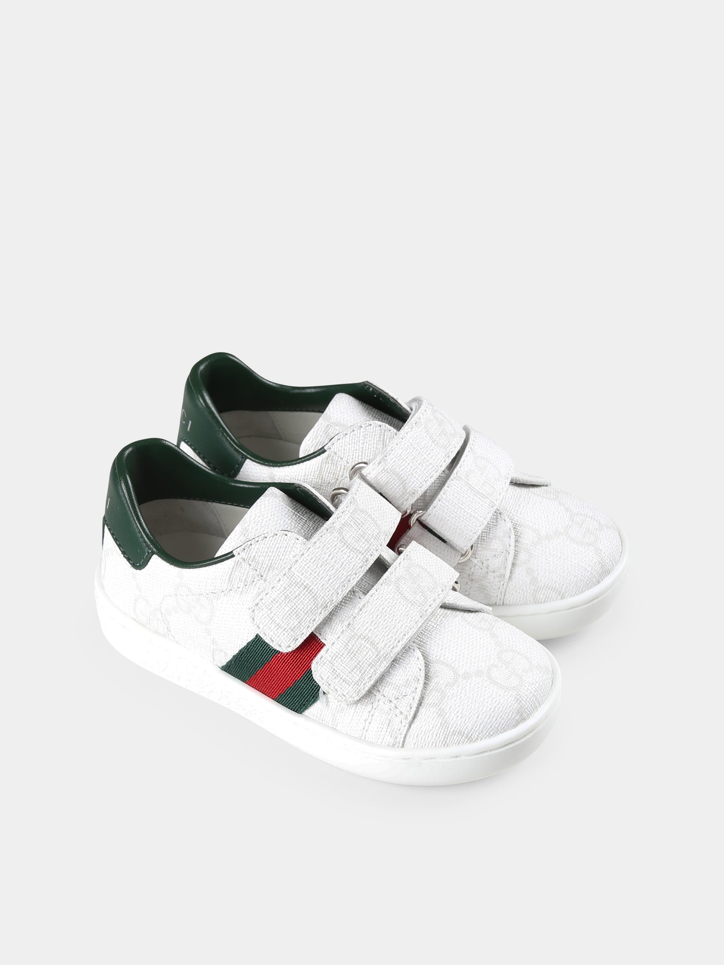 Sneakers Ace bianche per bambini con dettaglio Web,Gucci Kids,463088 FAEG6 9048