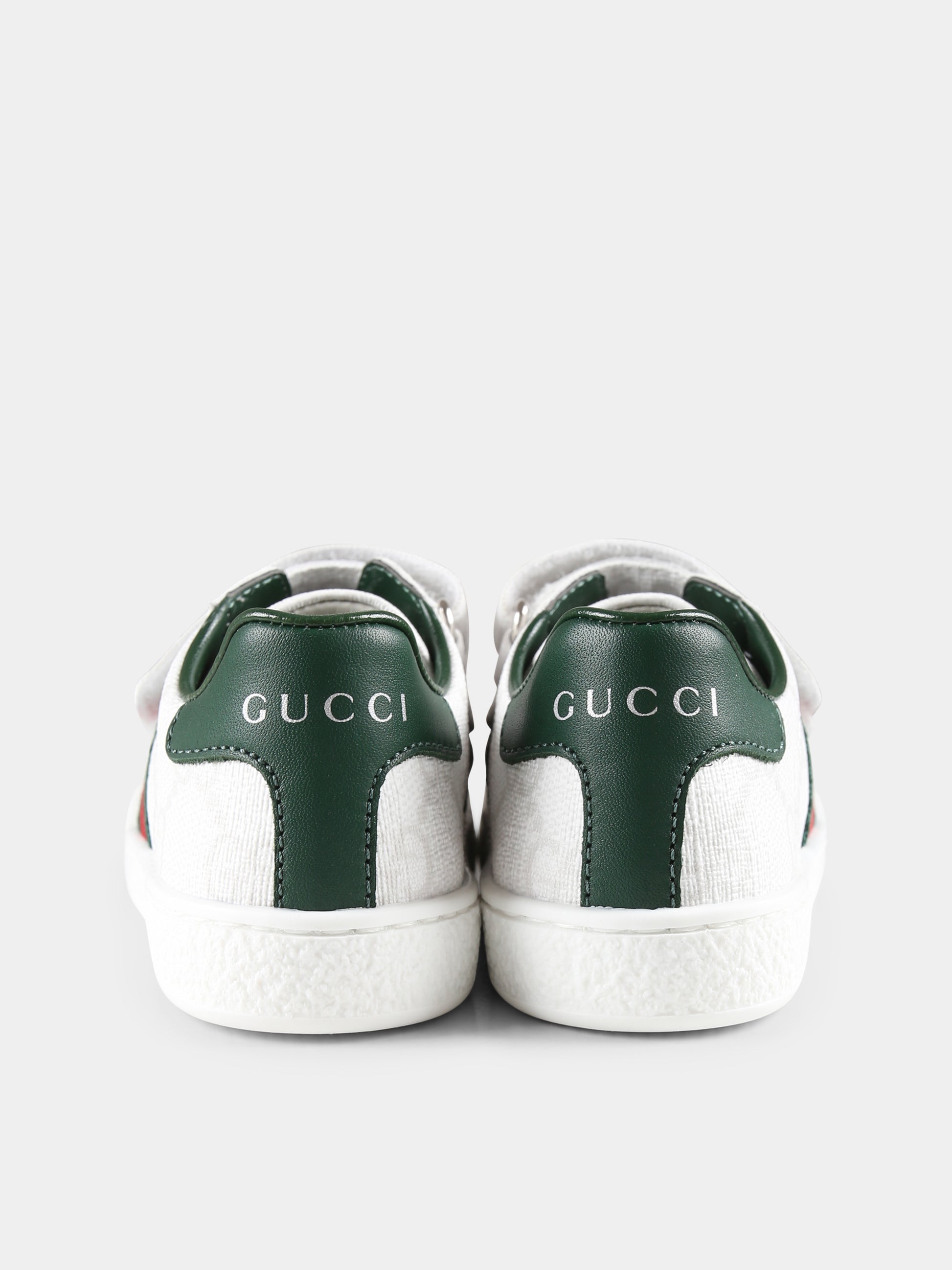 Sneakers Ace bianche per bambini con dettaglio Web,Gucci Kids,463088 FAEG6 9048