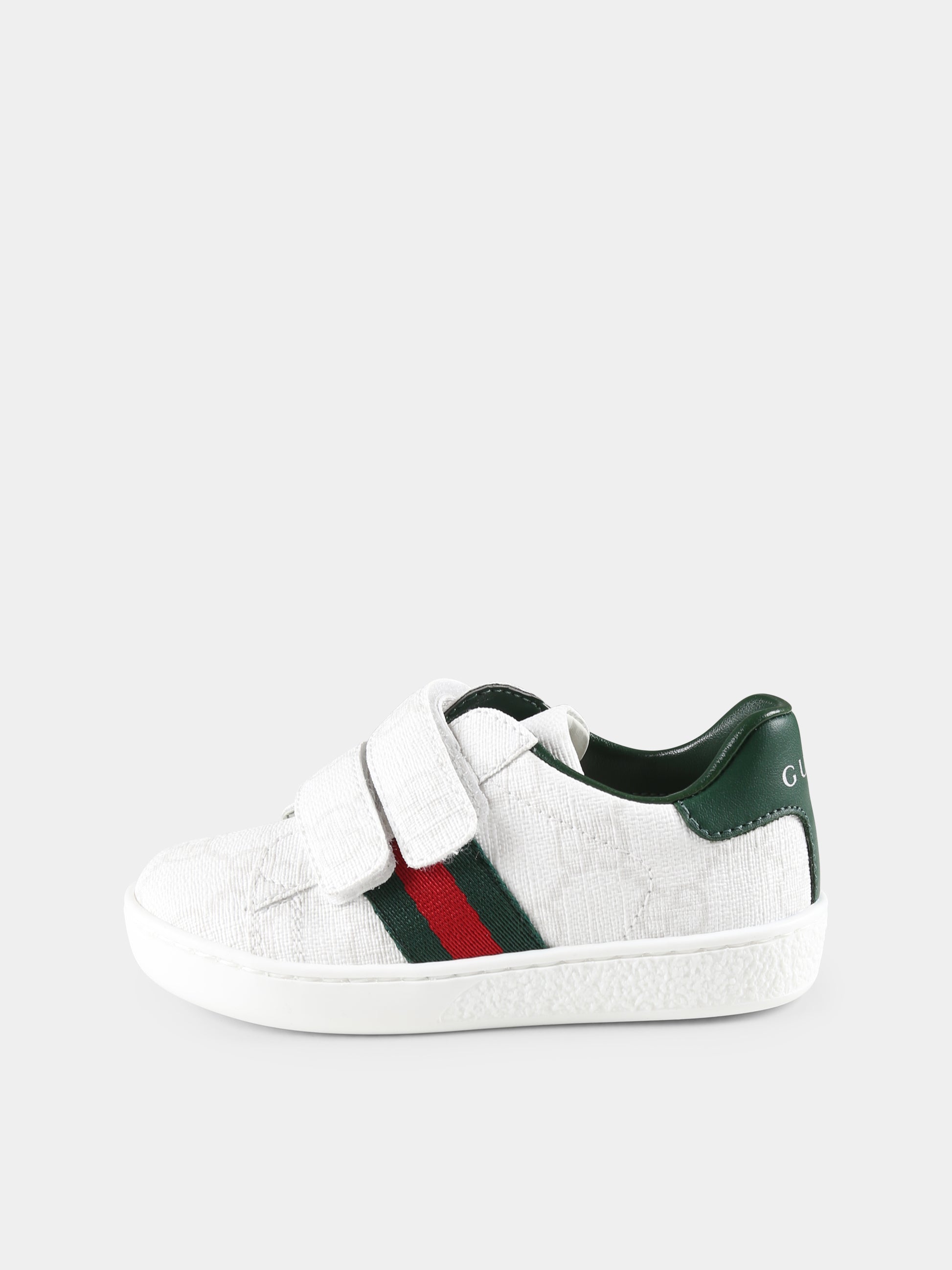 Sneakers Ace bianche per bambini con dettaglio Web,Gucci Kids,463088 FAEG6 9048
