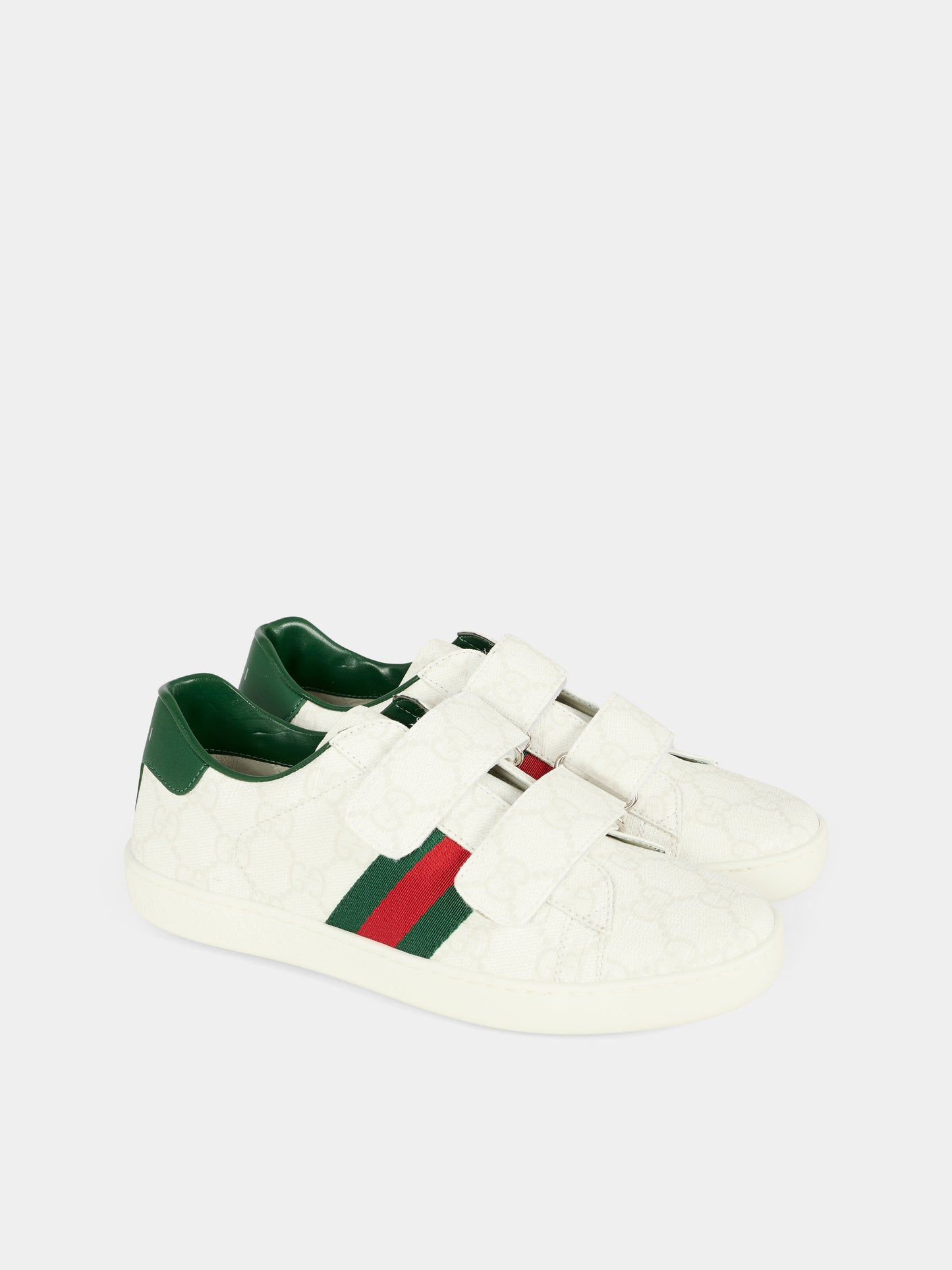 Sneakers Ace bianche per bambini con dettaglio Web,Gucci Kids,463091 FAEG6 9048