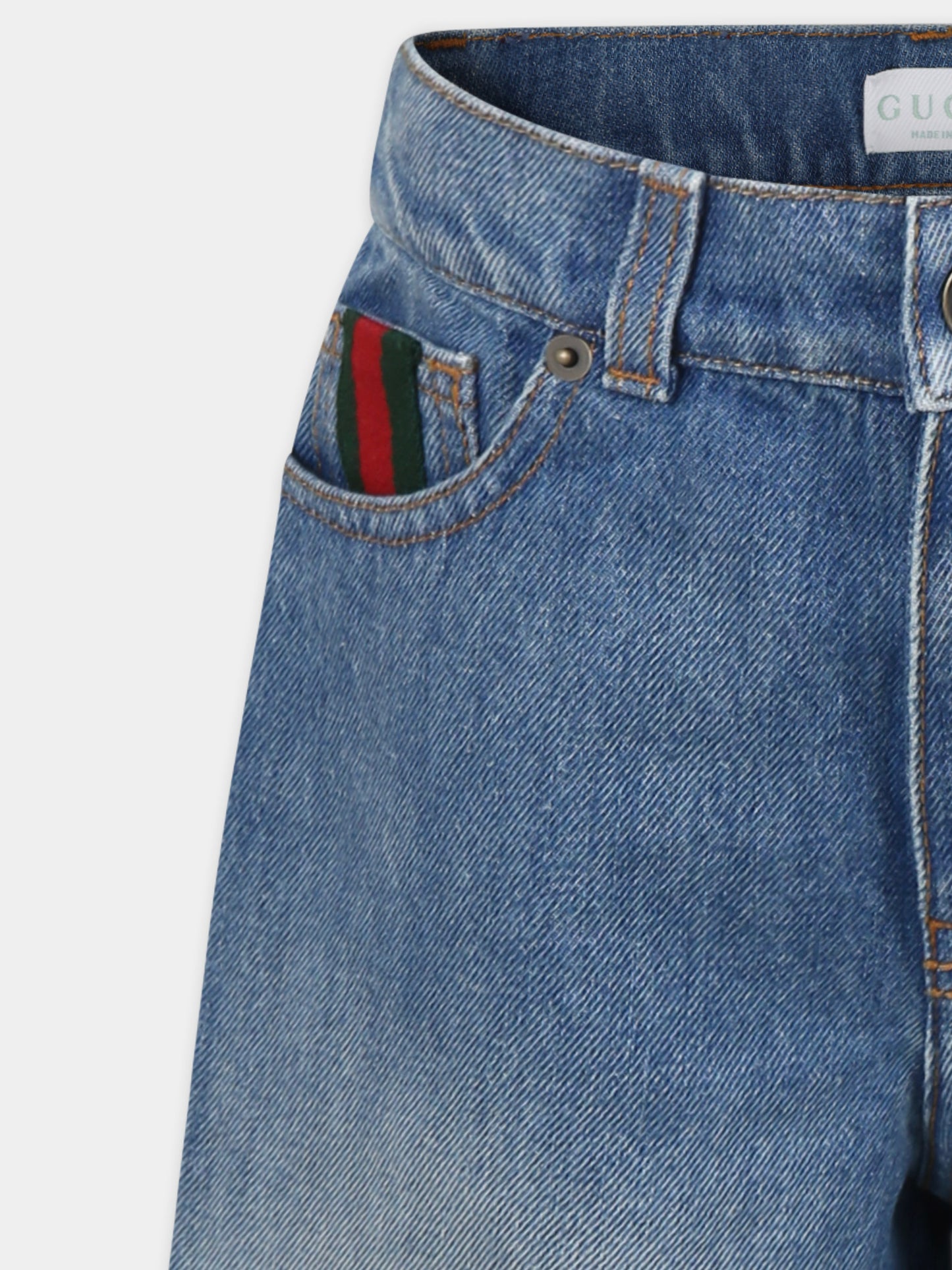 Shorts blu per bambini con dettaglio Web,Gucci Kids,805175 XDC6E 4447