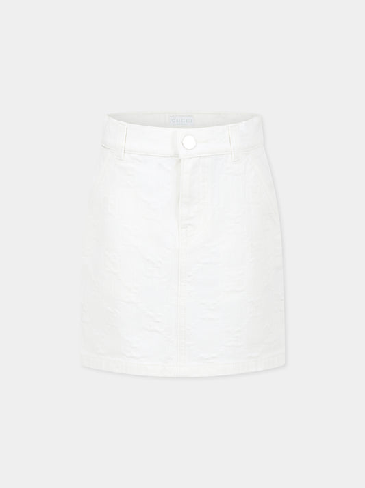 White skirt for girl with Web detail