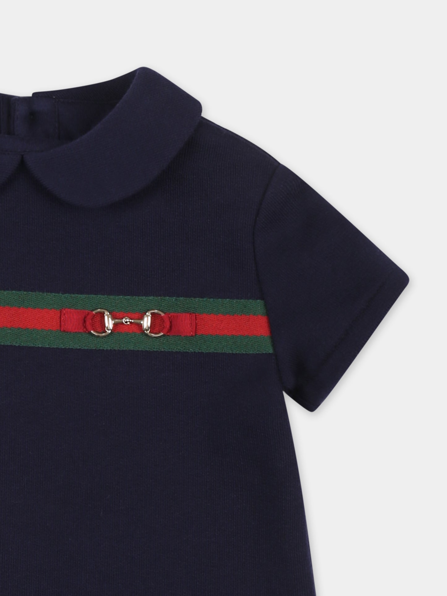 Vestito blu per neonata con morsetto,Gucci Kids,787372 XJGPC 4780