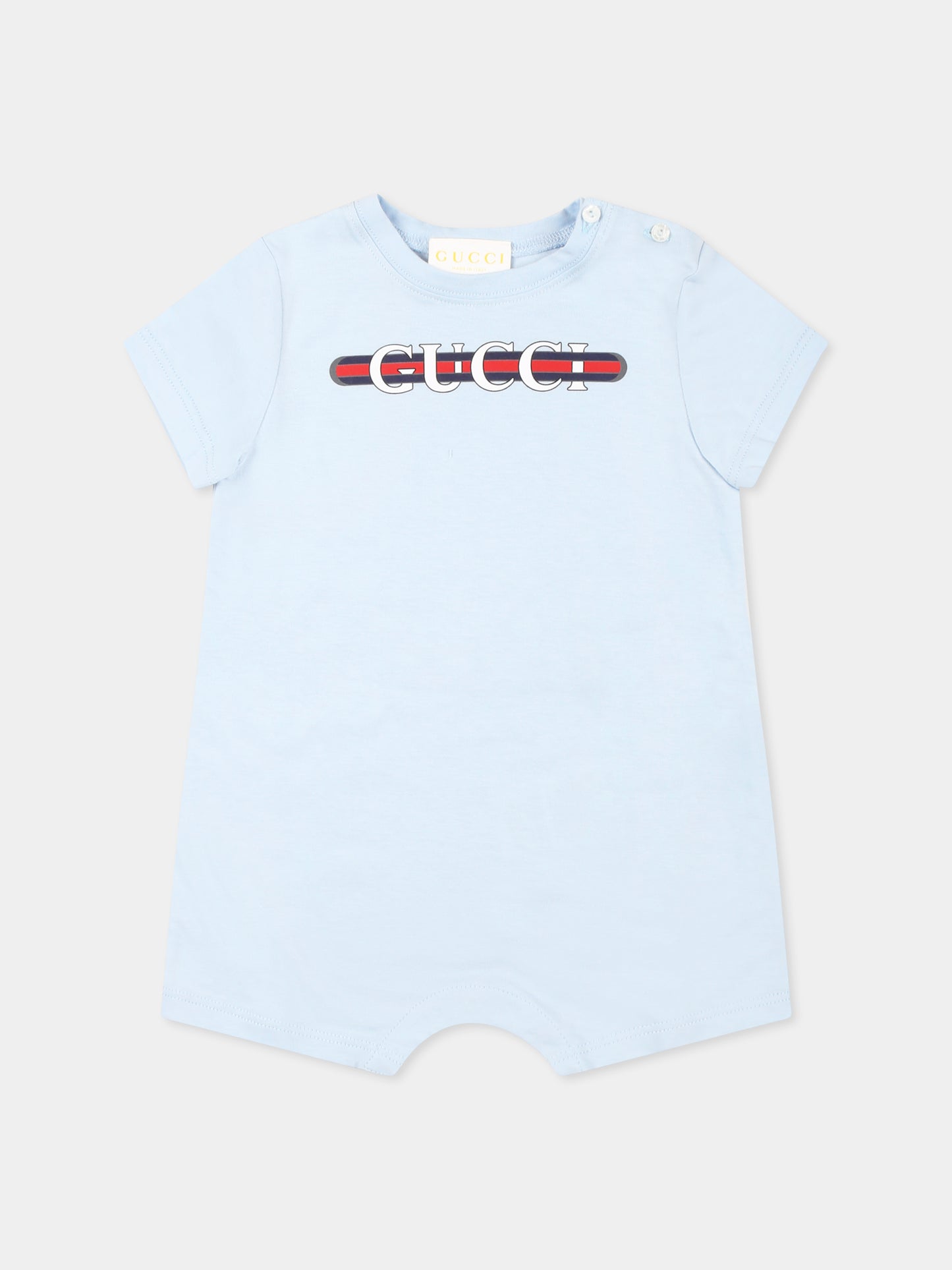 Light blue romper set for baby boy with logo