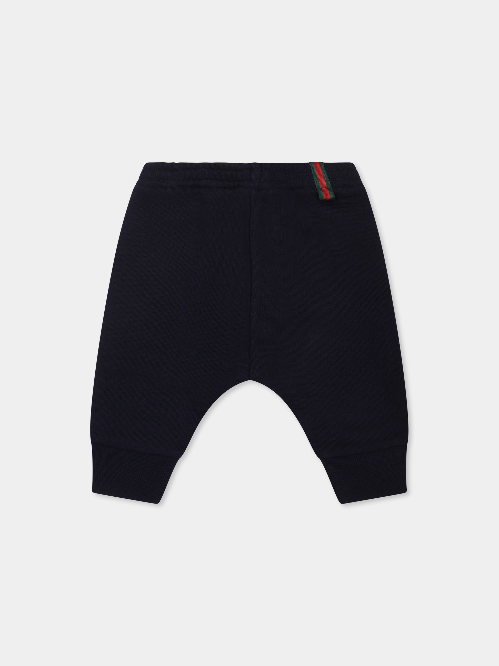 Pantaloni blu per neonato con dettaglio Web,Gucci Kids,631657 XJGPC 4780