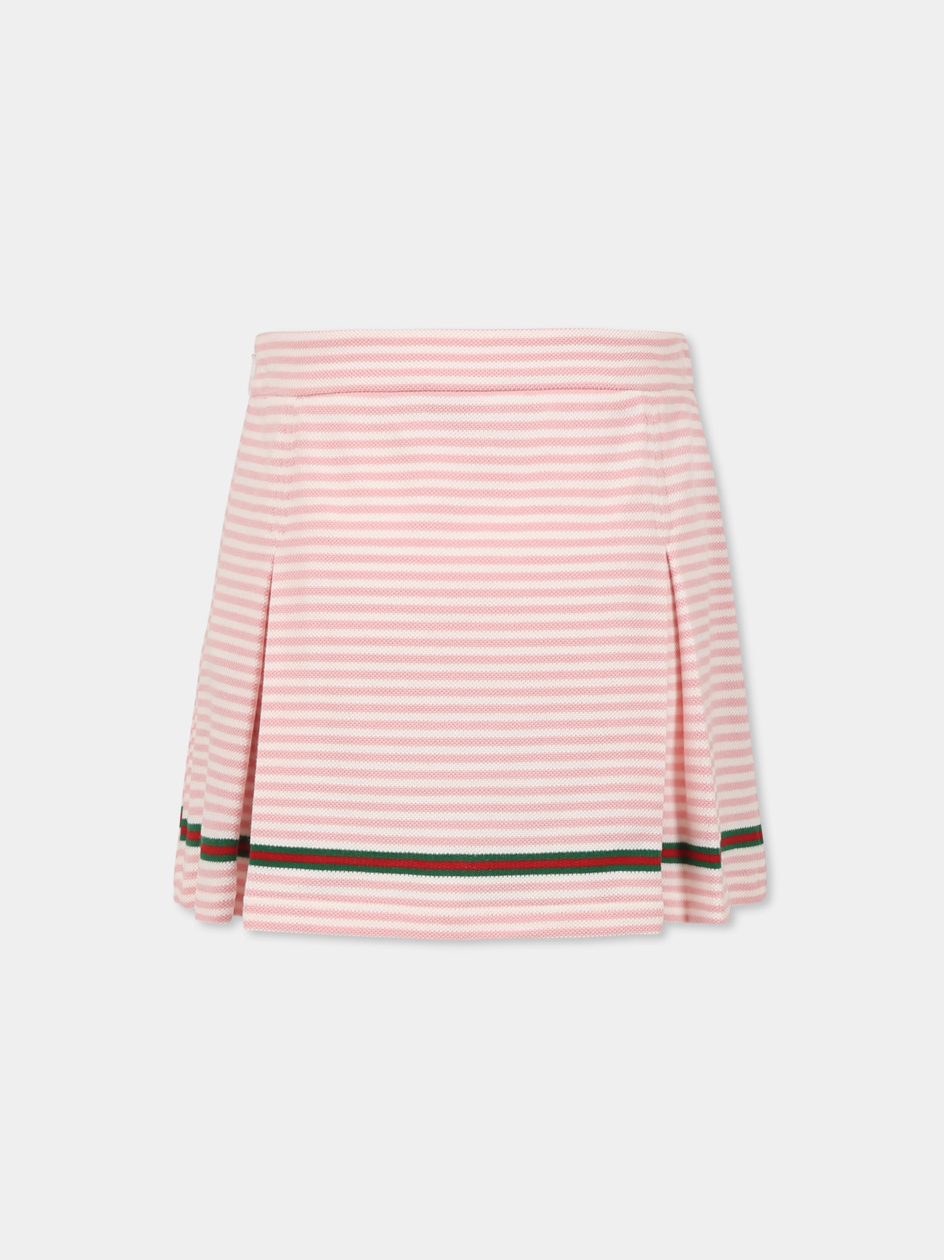 Gonna rosa per bambina con dettaglio Web,Gucci Kids,812433 XJGZ2 9025