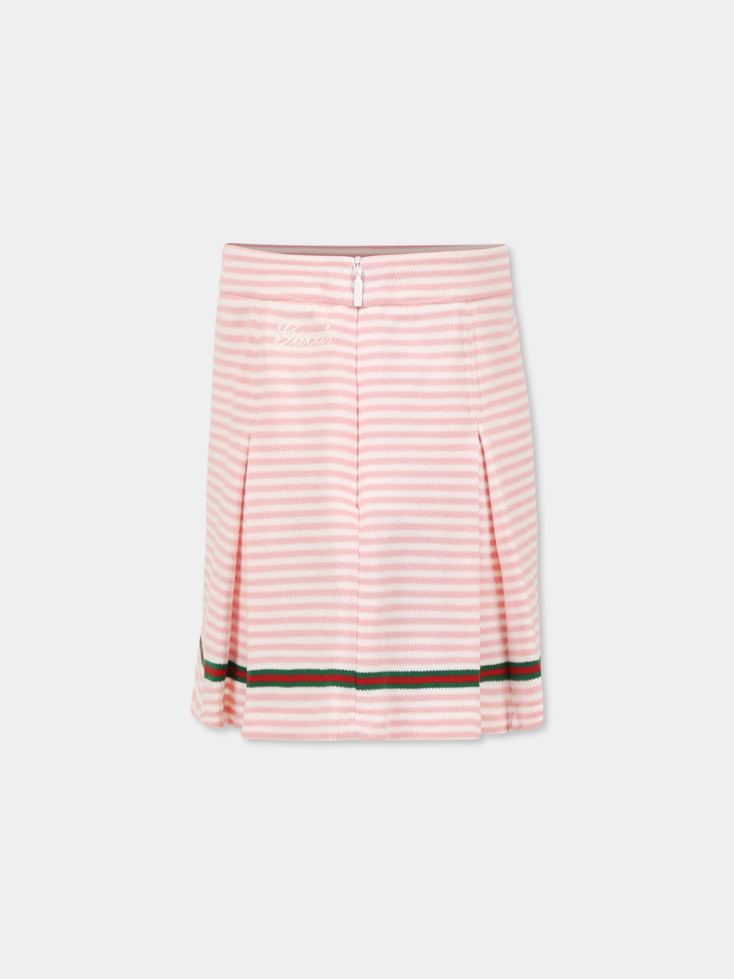 Gonna rosa per bambina con dettaglio Web,Gucci Kids,812433 XJGZ2 9025