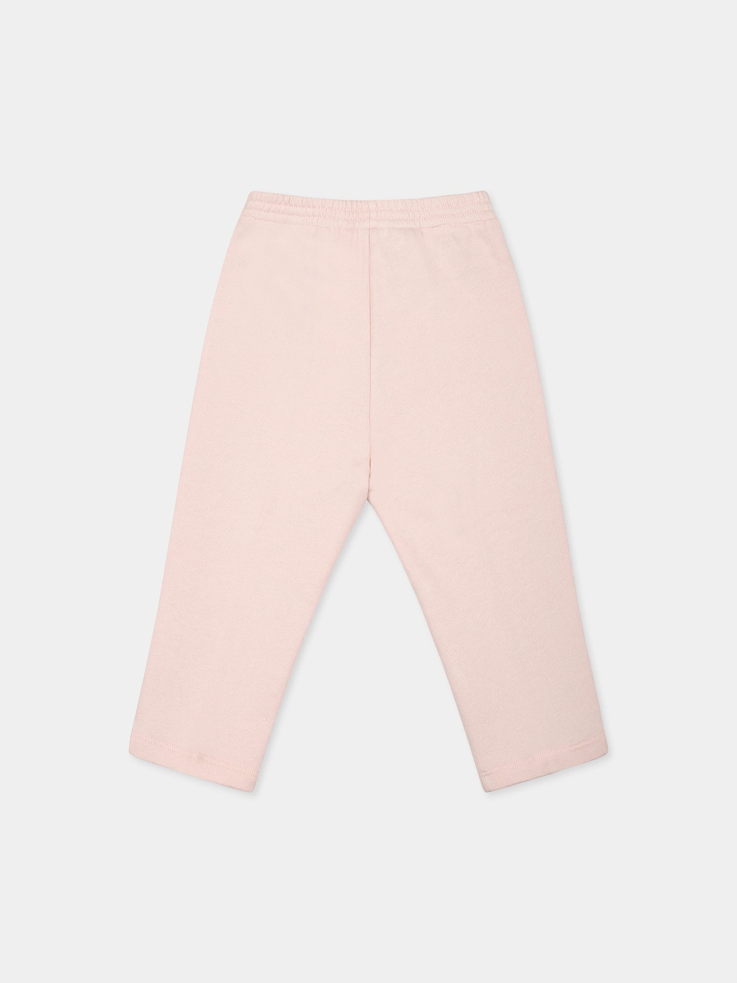 Pink sweatpants for baby girl with logo