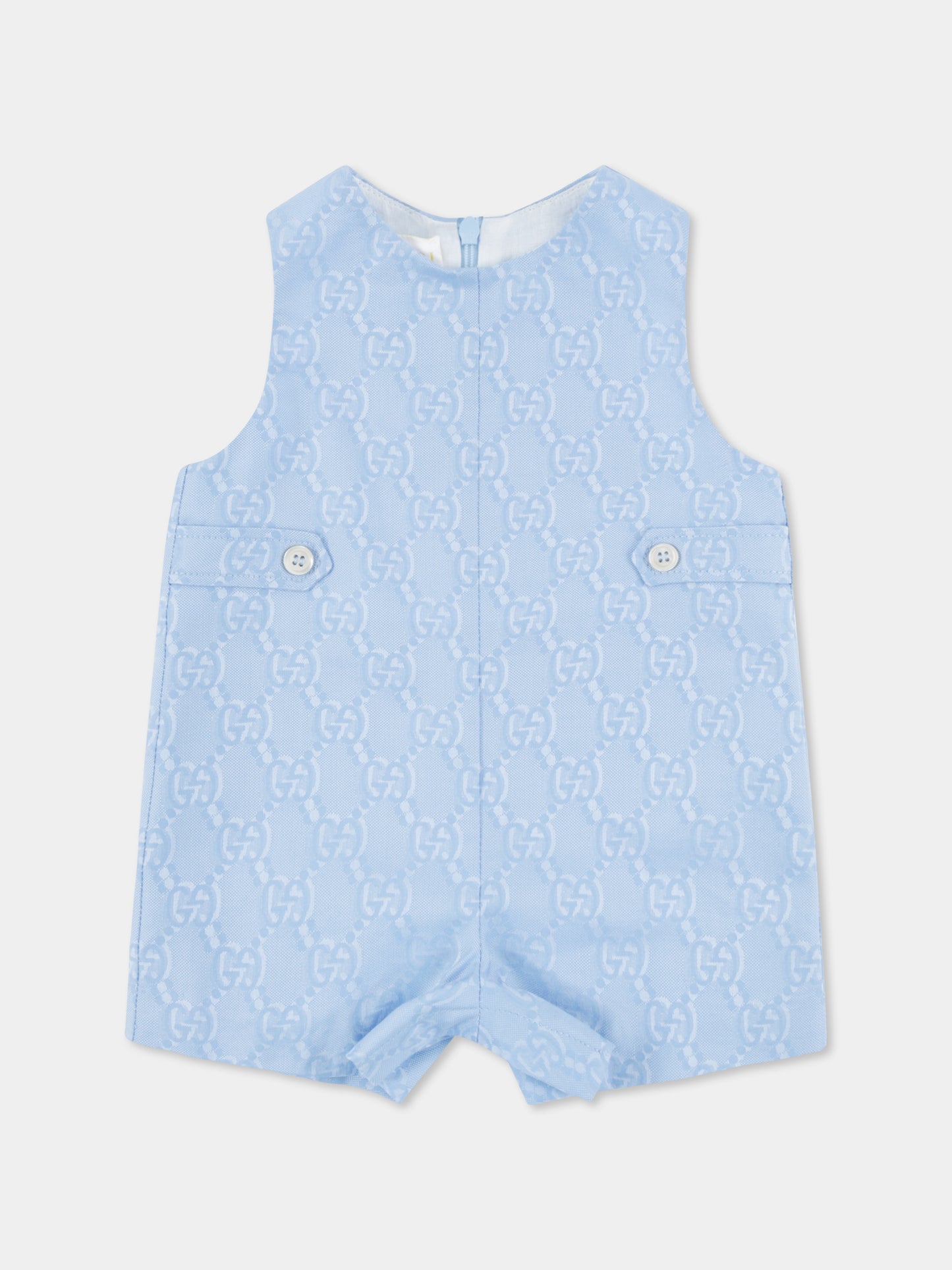 Light blue romper for baby boy with GG