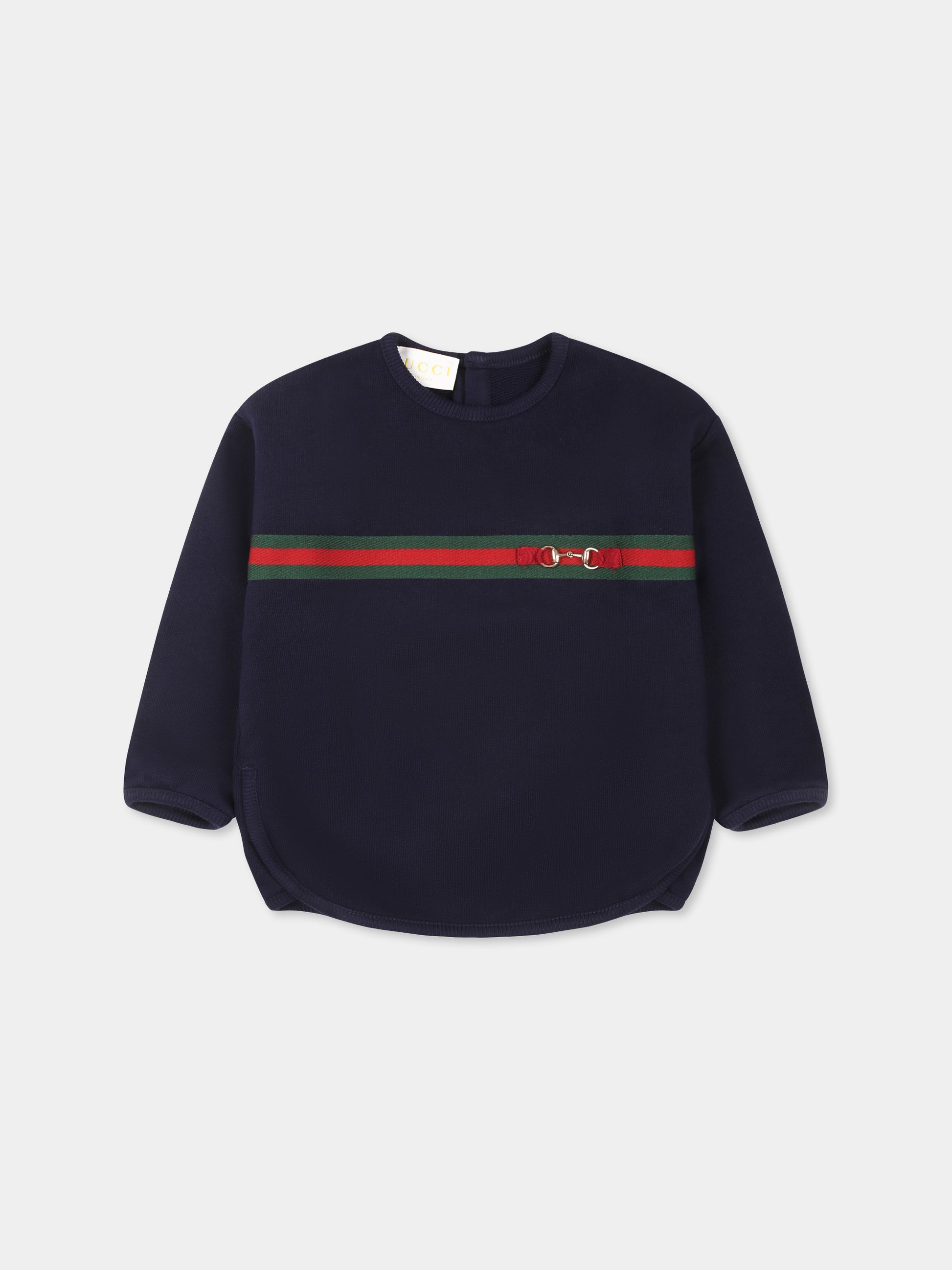 Felpa blu per neonati con morsetto,Gucci Kids,767900 XJGPC 4780