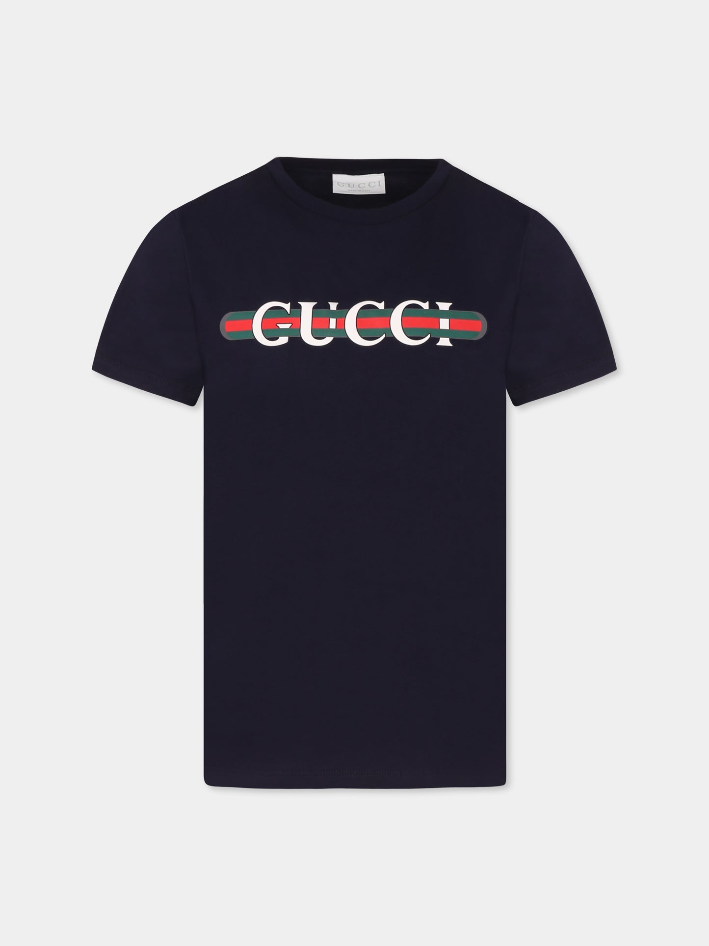 T-shirt blu per bambini con logo,Gucci Kids,561651 XJGPI 4392