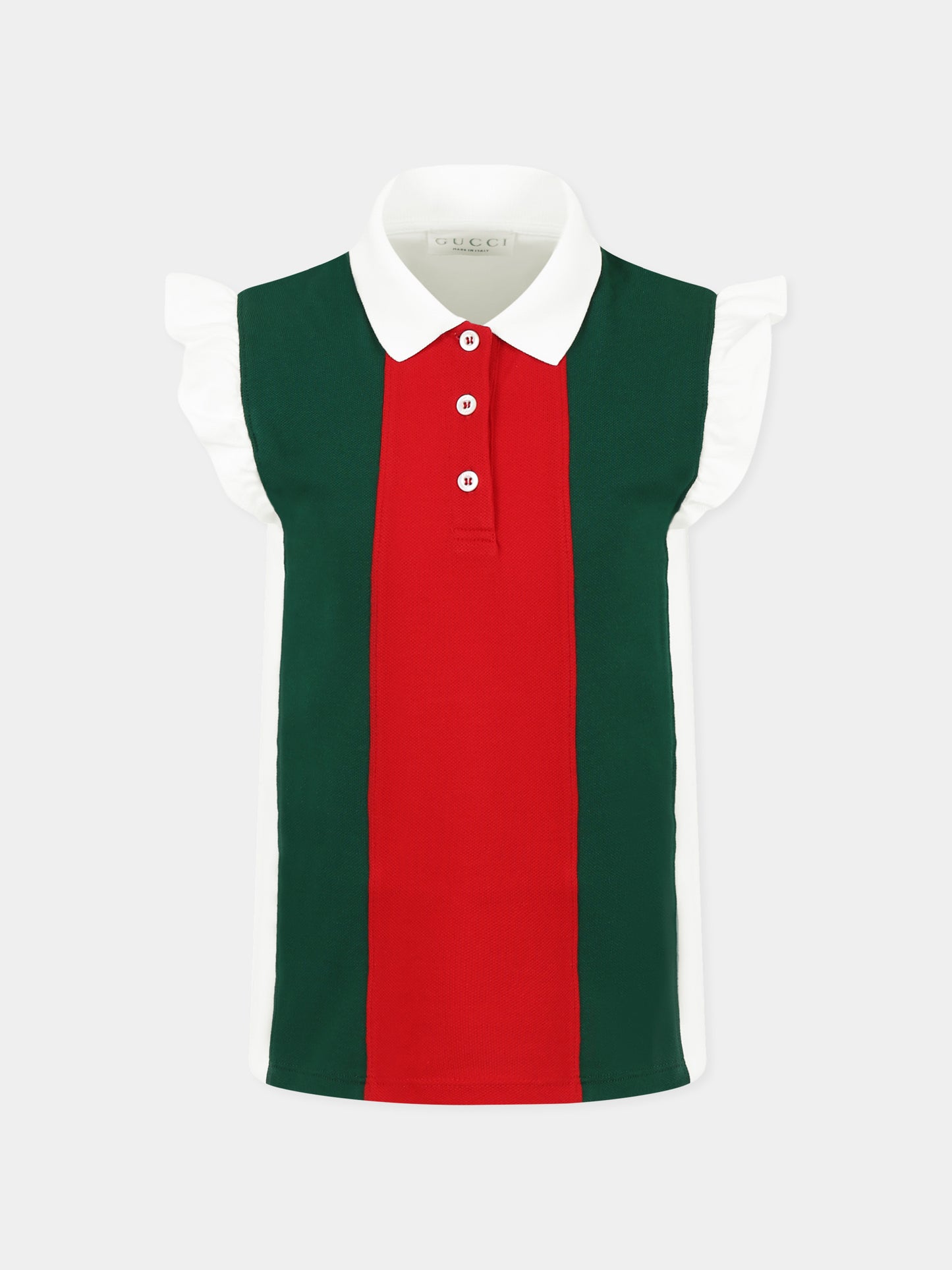 Polo multicolor per bambina con dettaglio Web,Gucci Kids,808697 XJGZ1 9250