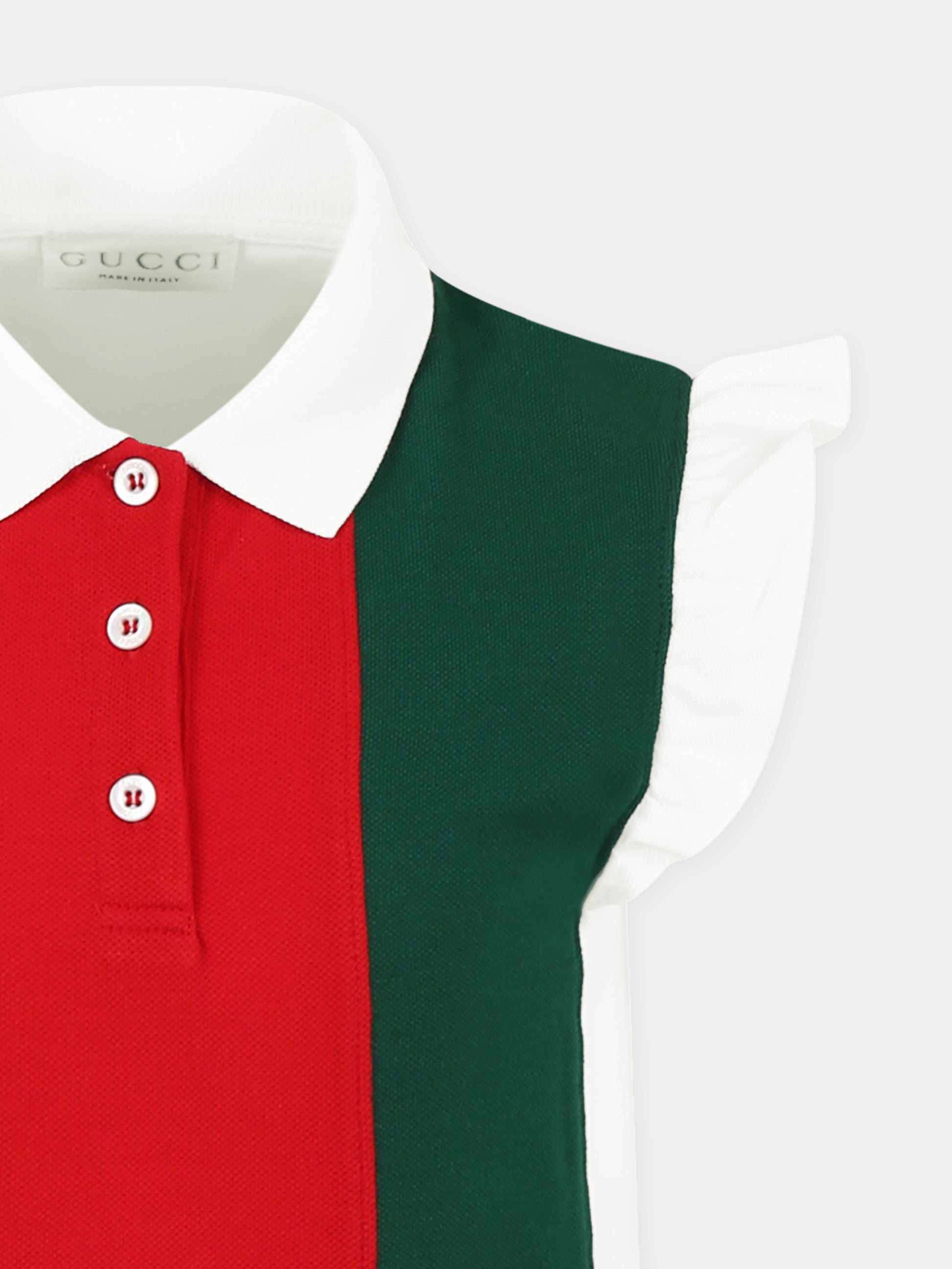 Polo multicolor per bambina con dettaglio Web,Gucci Kids,808697 XJGZ1 9250