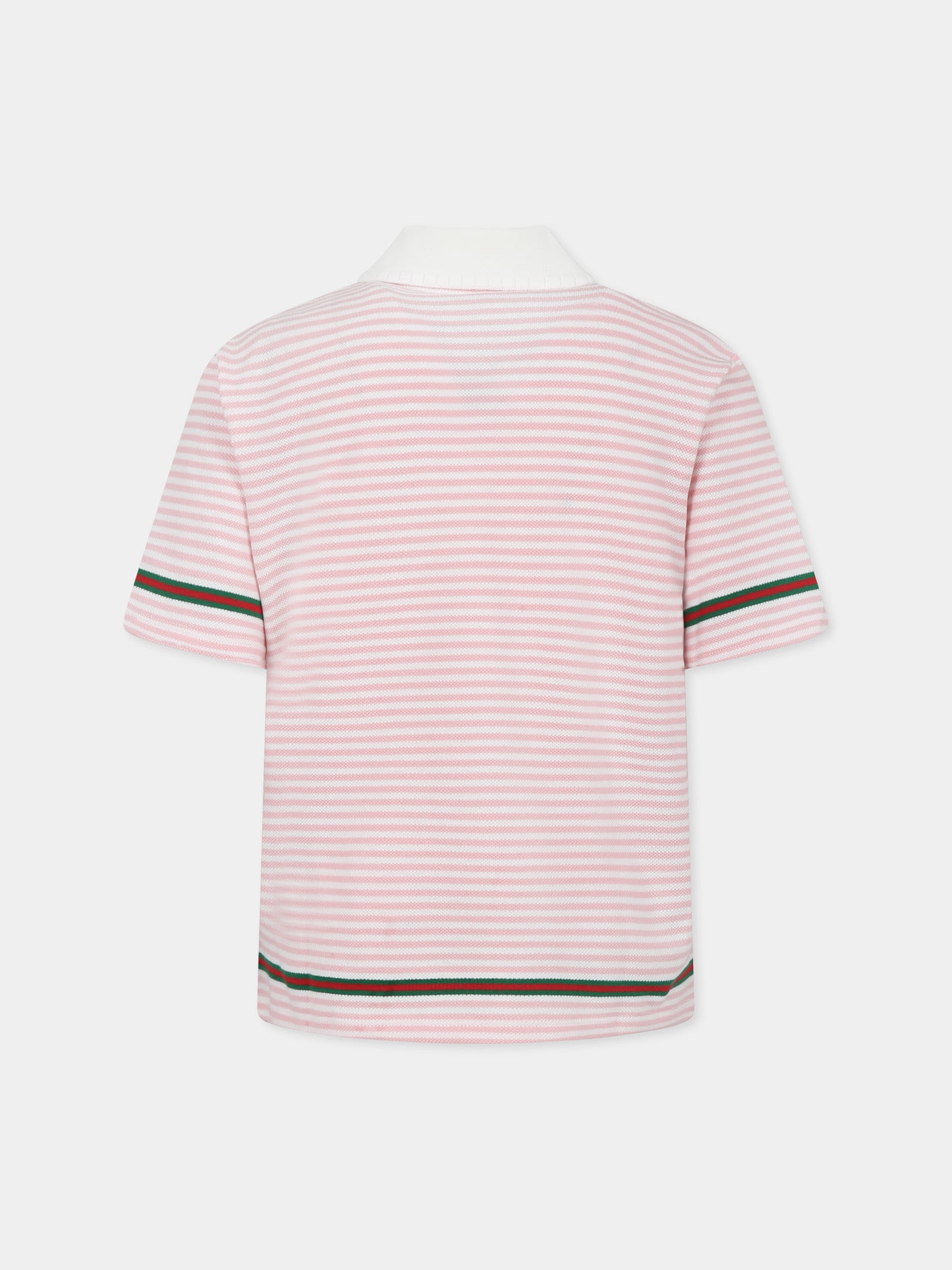 Polo rosa per bambina con logo e dettaglio Web,Gucci Kids,805408 XJGXY 9025
