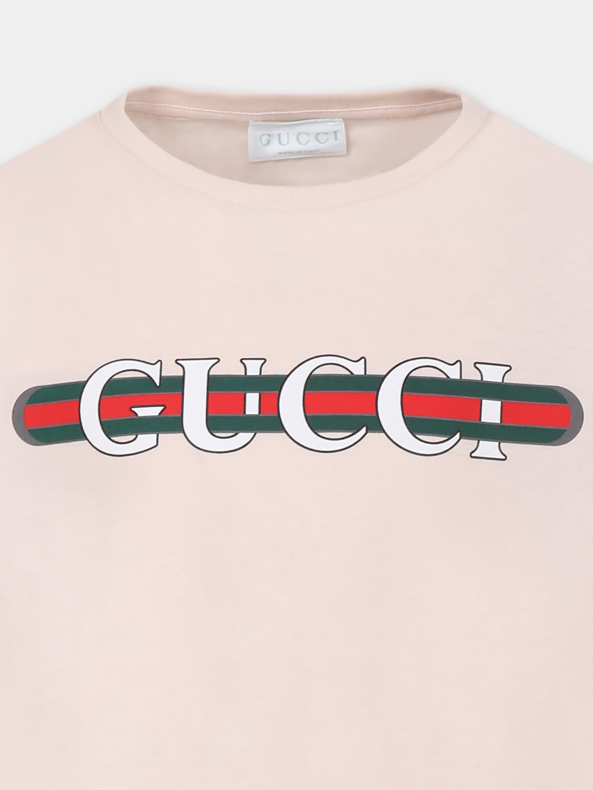 T-shirt rosa per bambina con logo,Gucci Kids,561651 XJGPI 6341