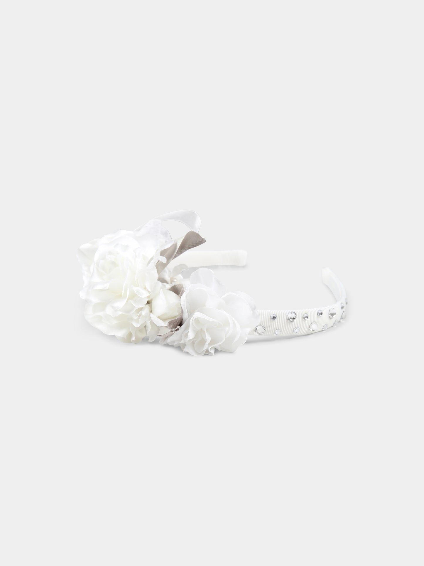 White headband for girl with flowers