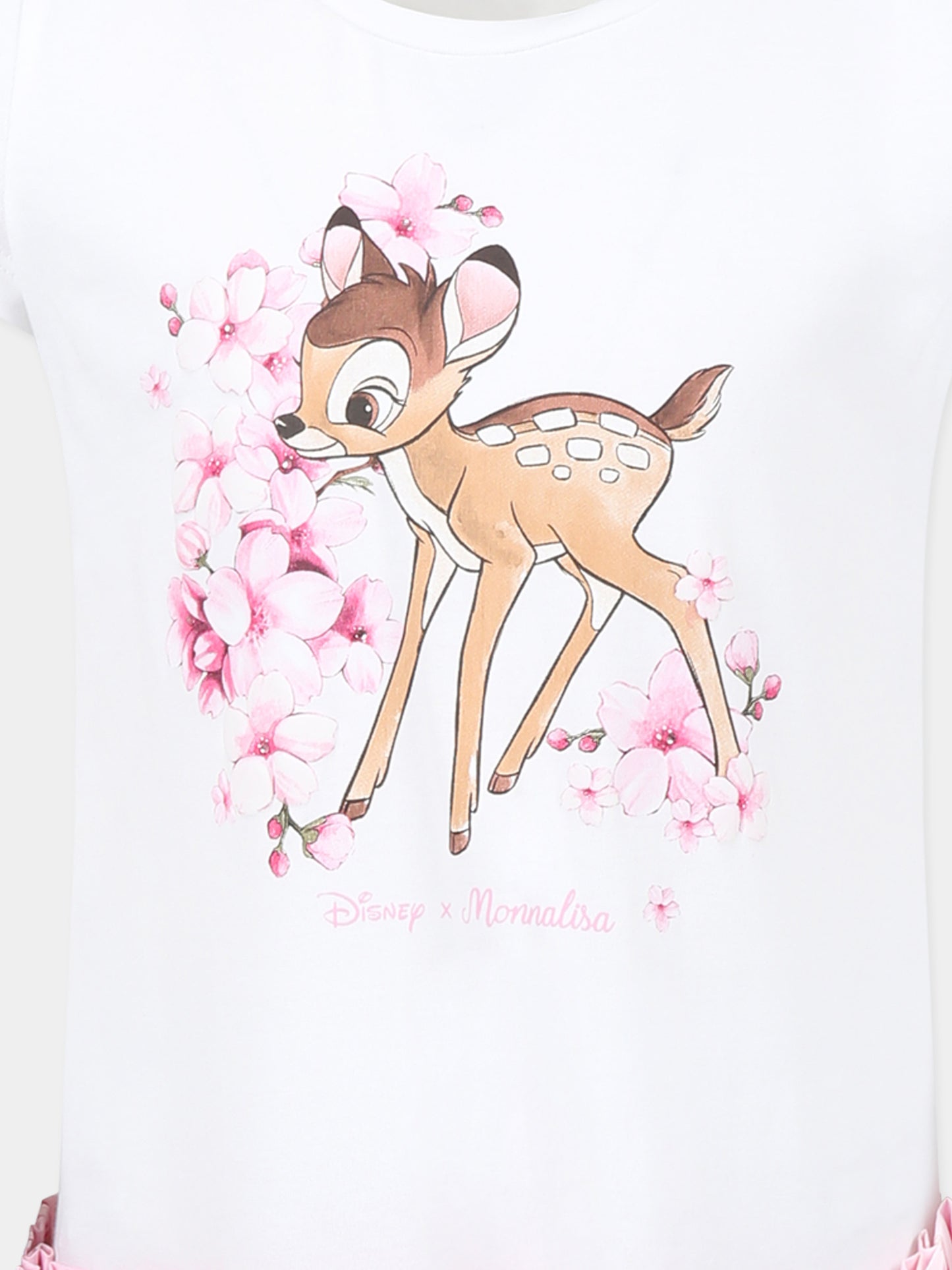 Vestito bianco per bambina con stampa Bambi,Monnalisa,11E906 5202 9990