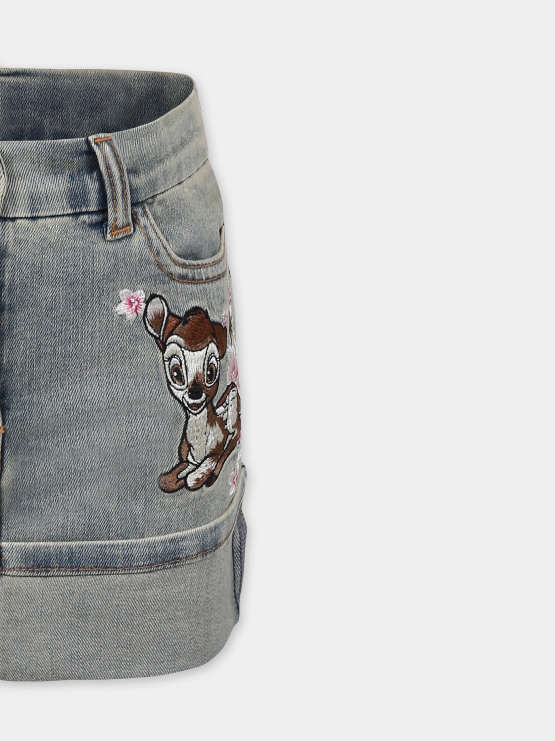 Gonna grigia per bambina con fiori e logo,Monnalisa,19E703 5021 5503