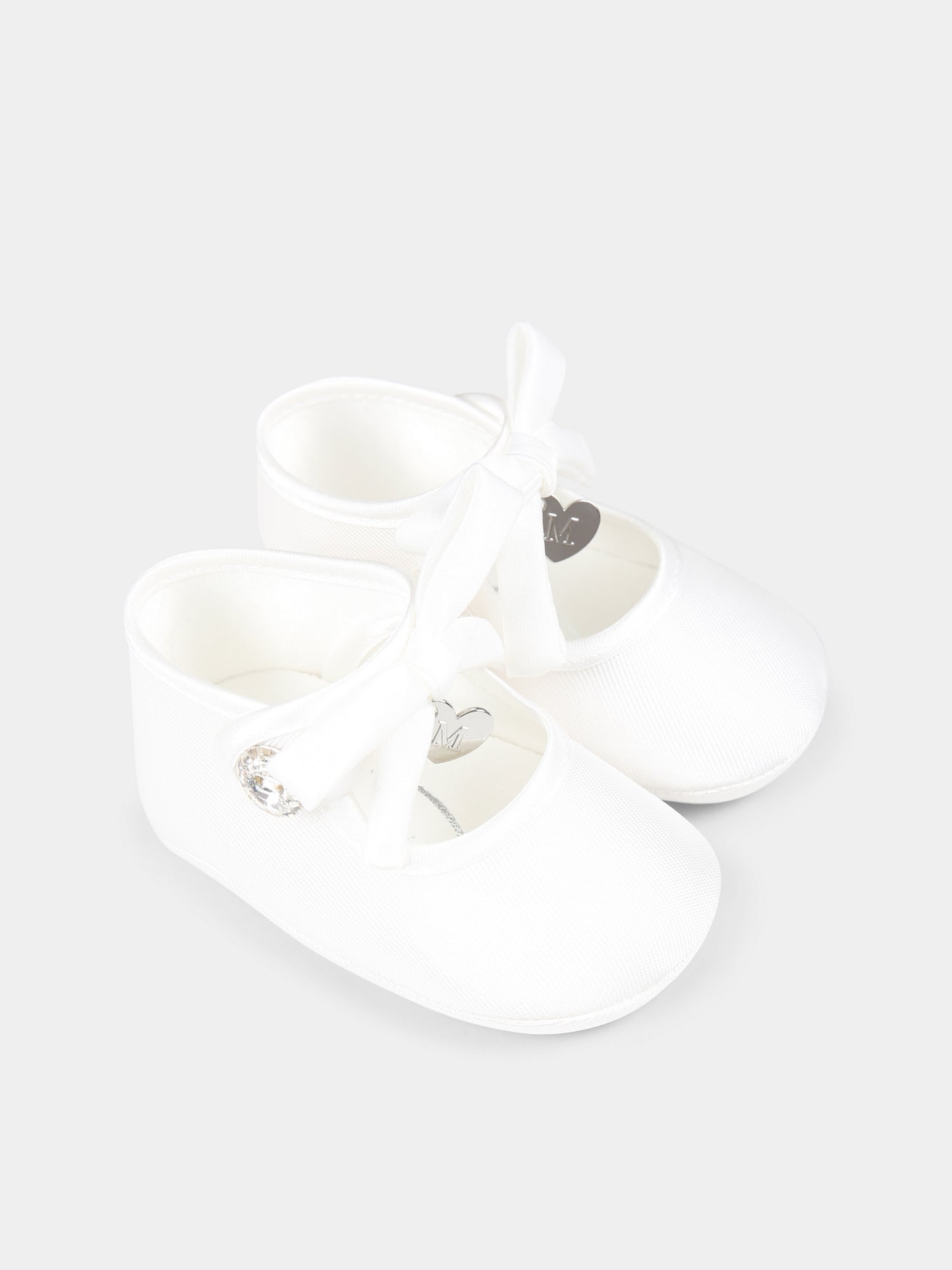 Ballerine bianche per neonata con fiocco,Monnalisa,73E003 5302 0001