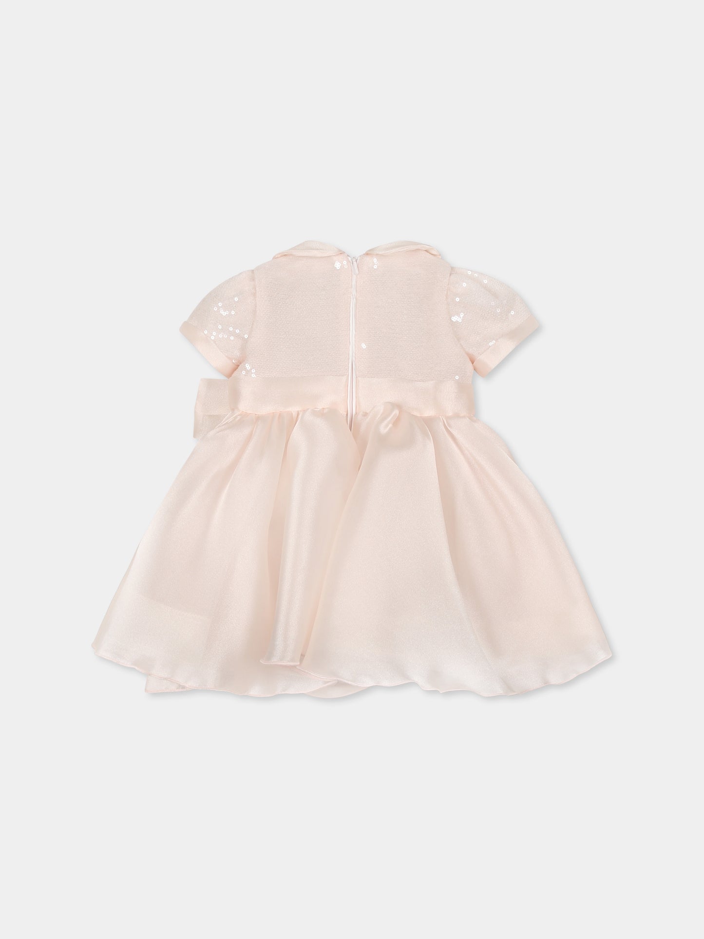 Pink dress for baby girl with bow