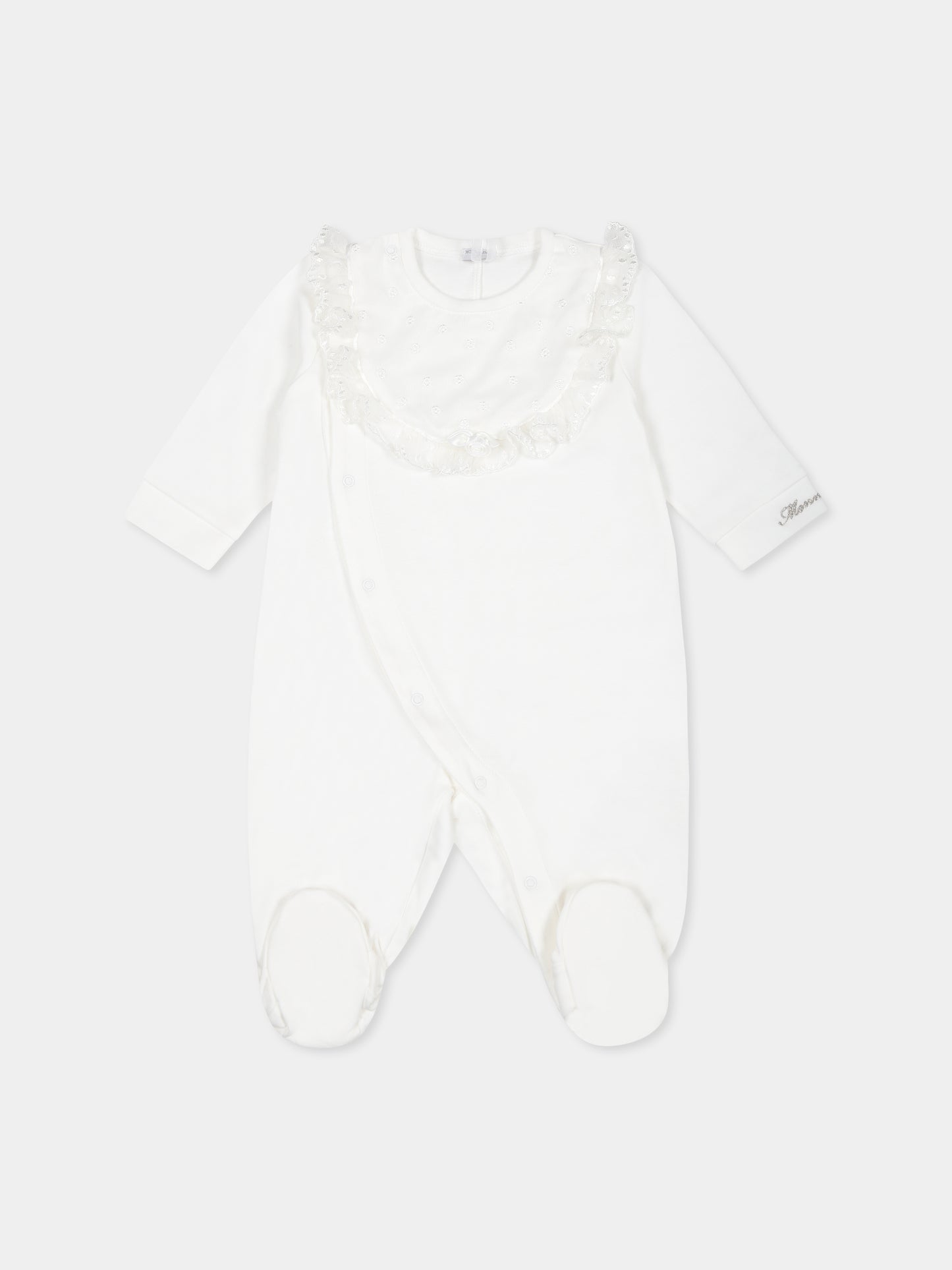 Tutina bianca per neonata con logo,Monnalisa,35E220 5205 0001