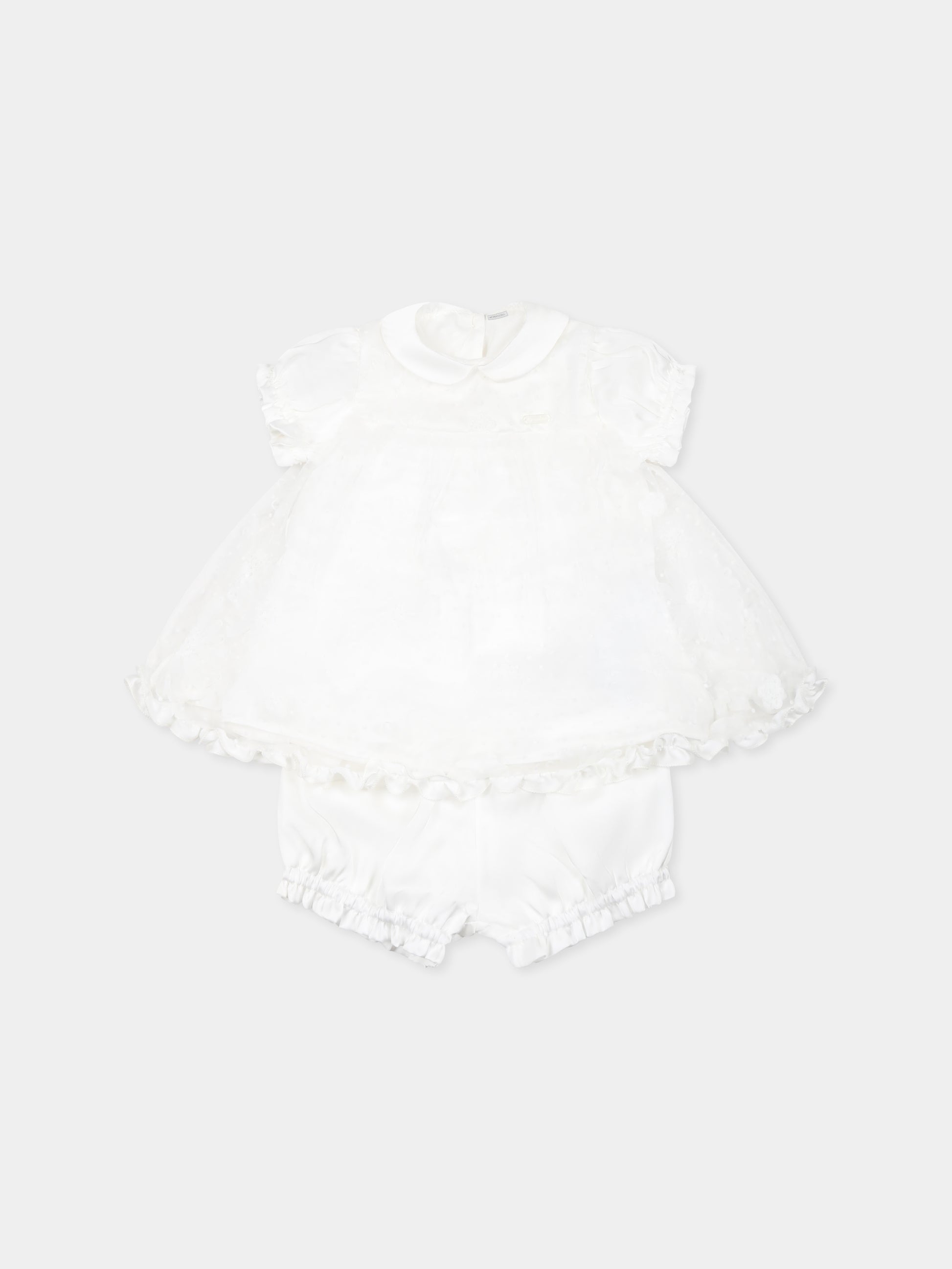 Completo bianco per neonata con pois e fiori,Monnalisa,35E520 5912 0001