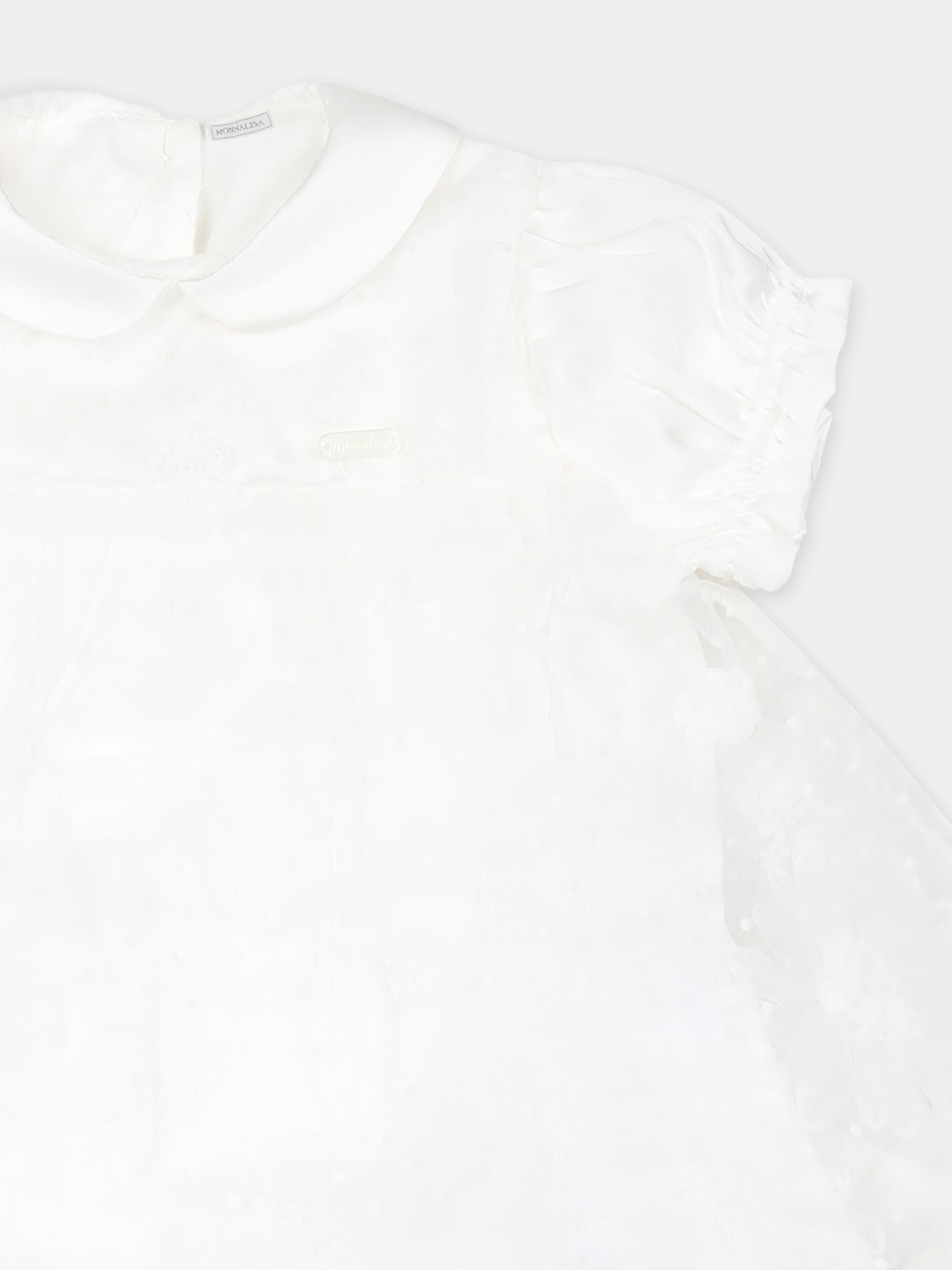 Completo bianco per neonata con pois e fiori,Monnalisa,35E520 5912 0001