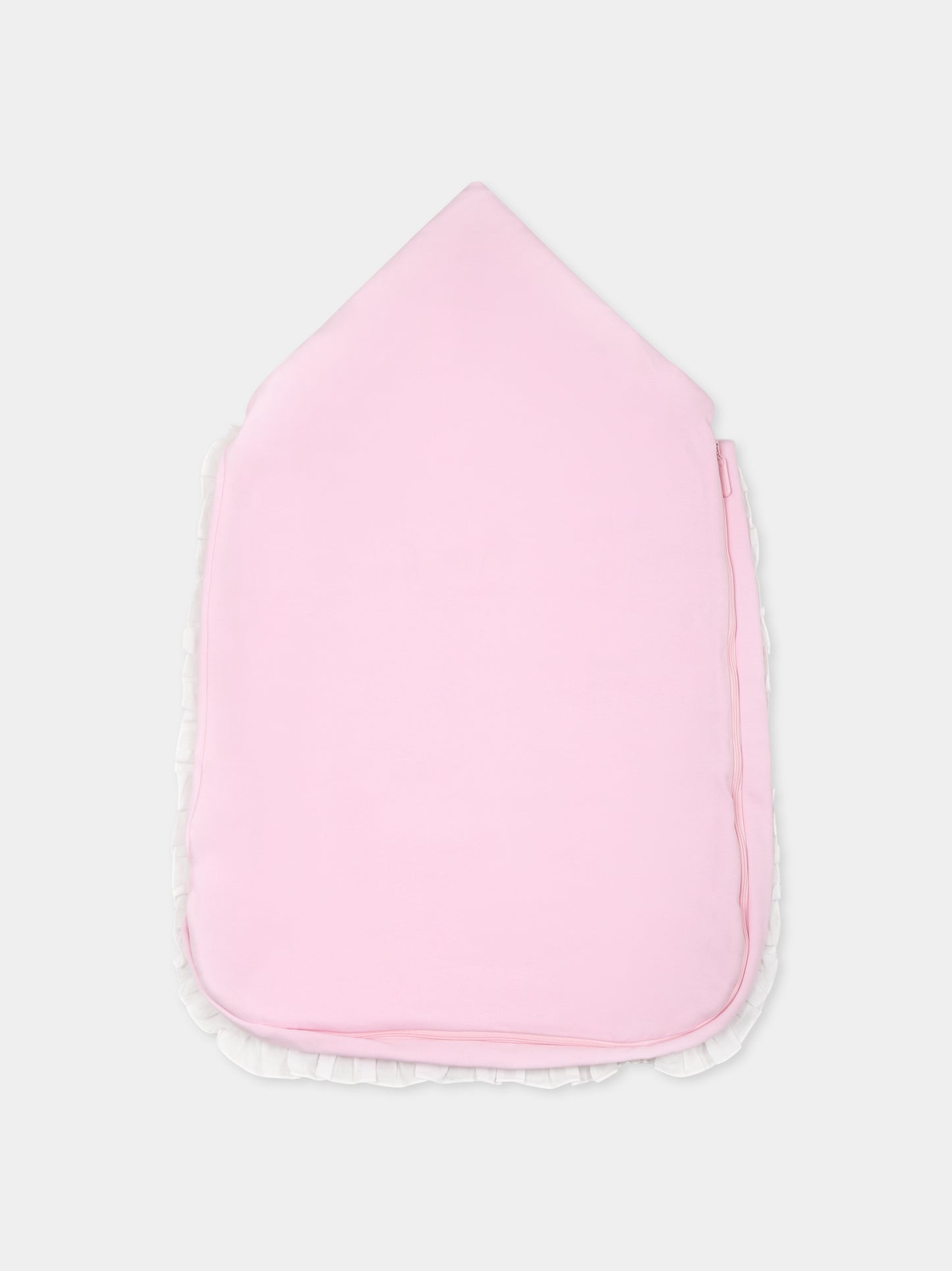 Pink sleeping bag for baby girl with logo