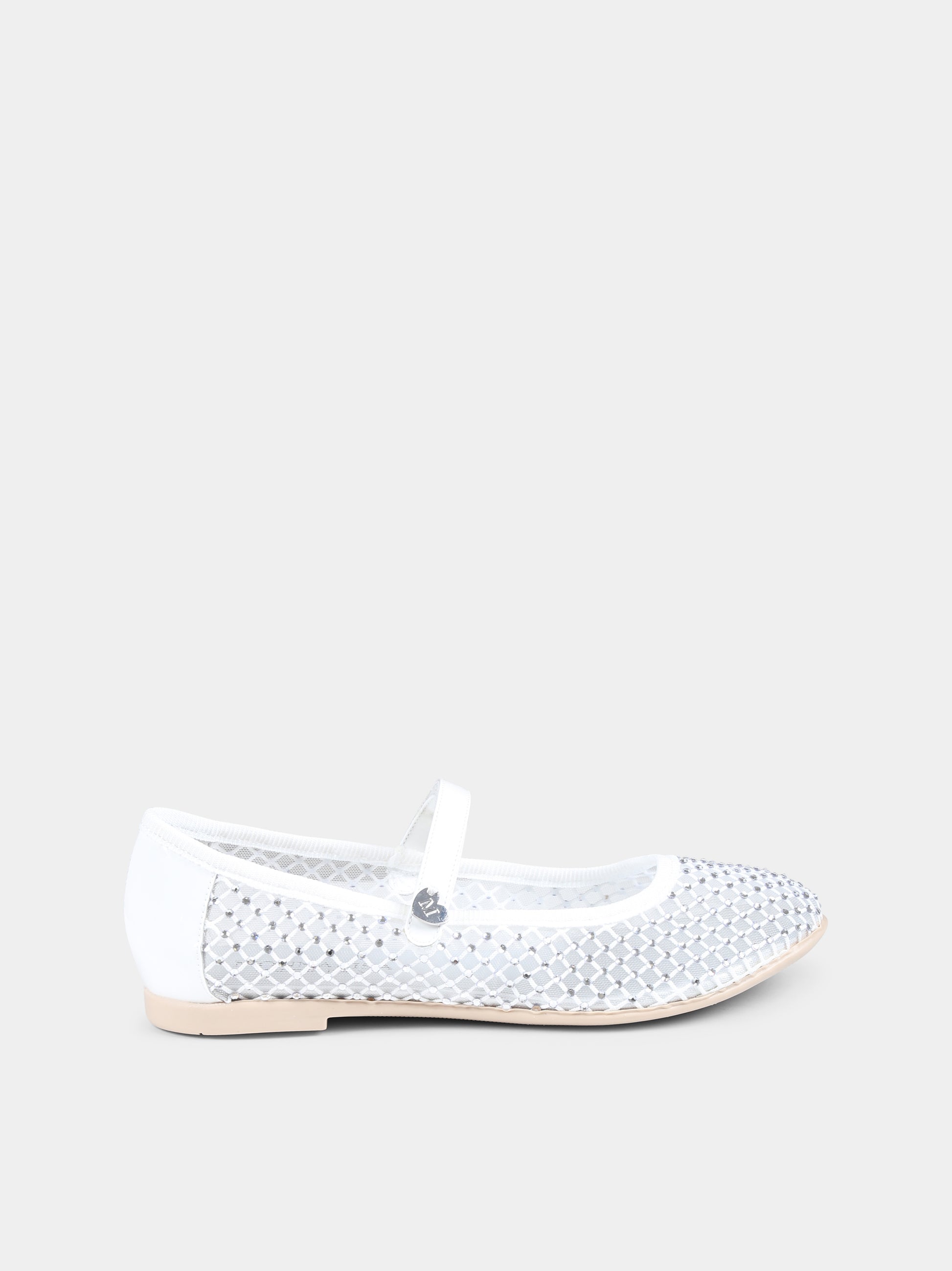 Ballerine bianche per bambina con strass,Monnalisa,87E003 5724 0001