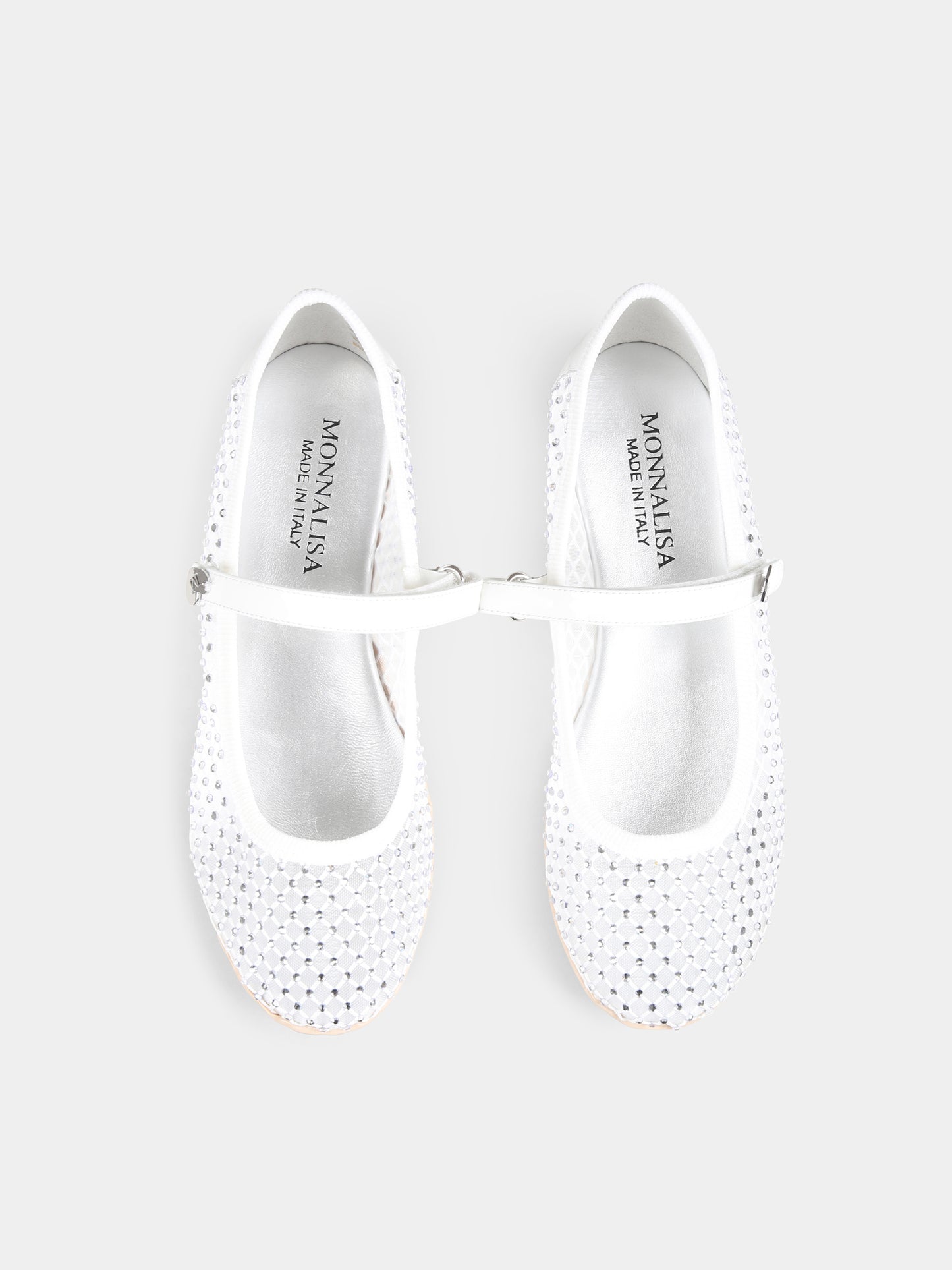Ballerine bianche per bambina con strass,Monnalisa,87E003 5724 0001