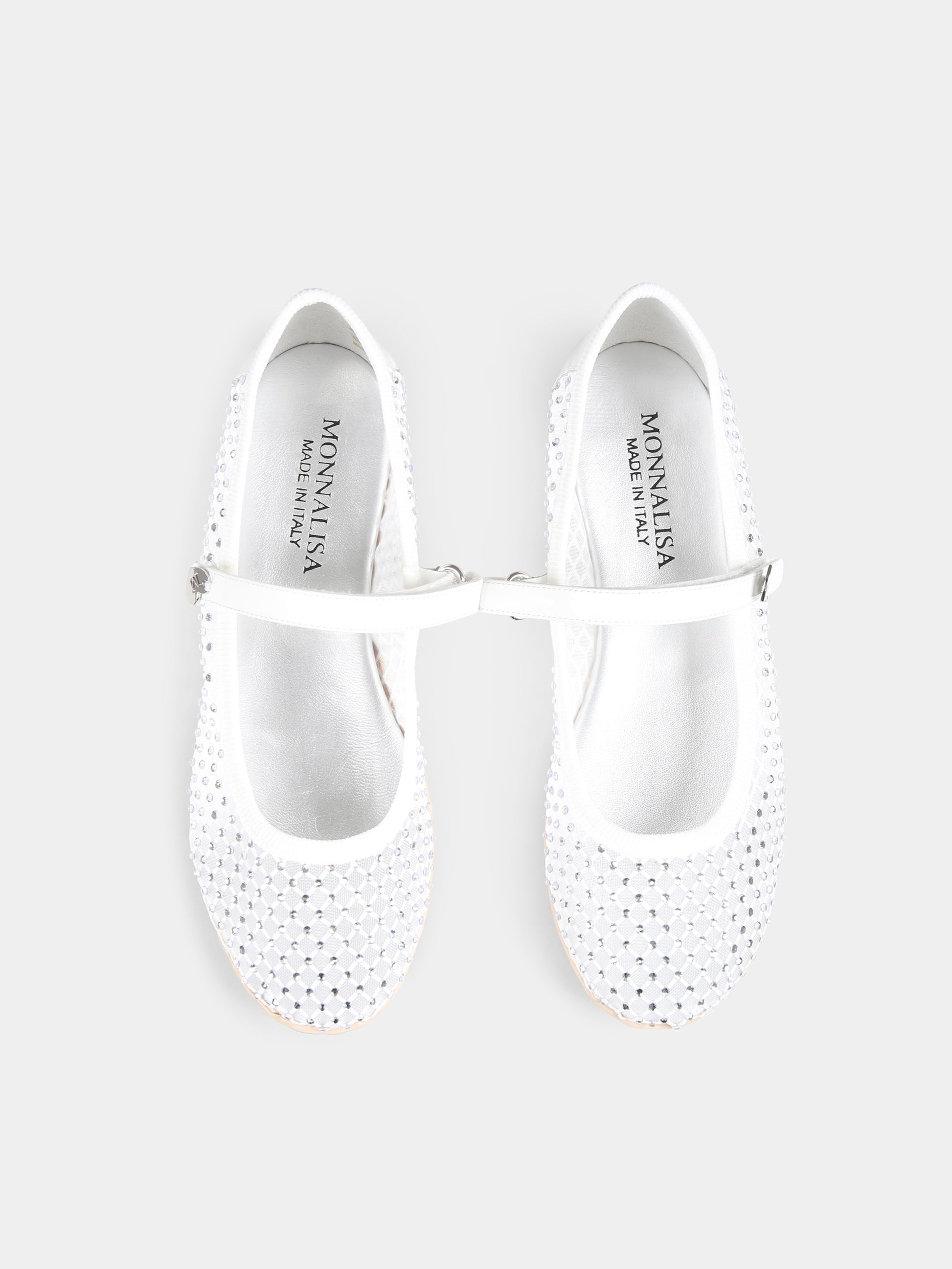 Ballerine bianche per bambina con strass,Monnalisa,87E003 5724 0001