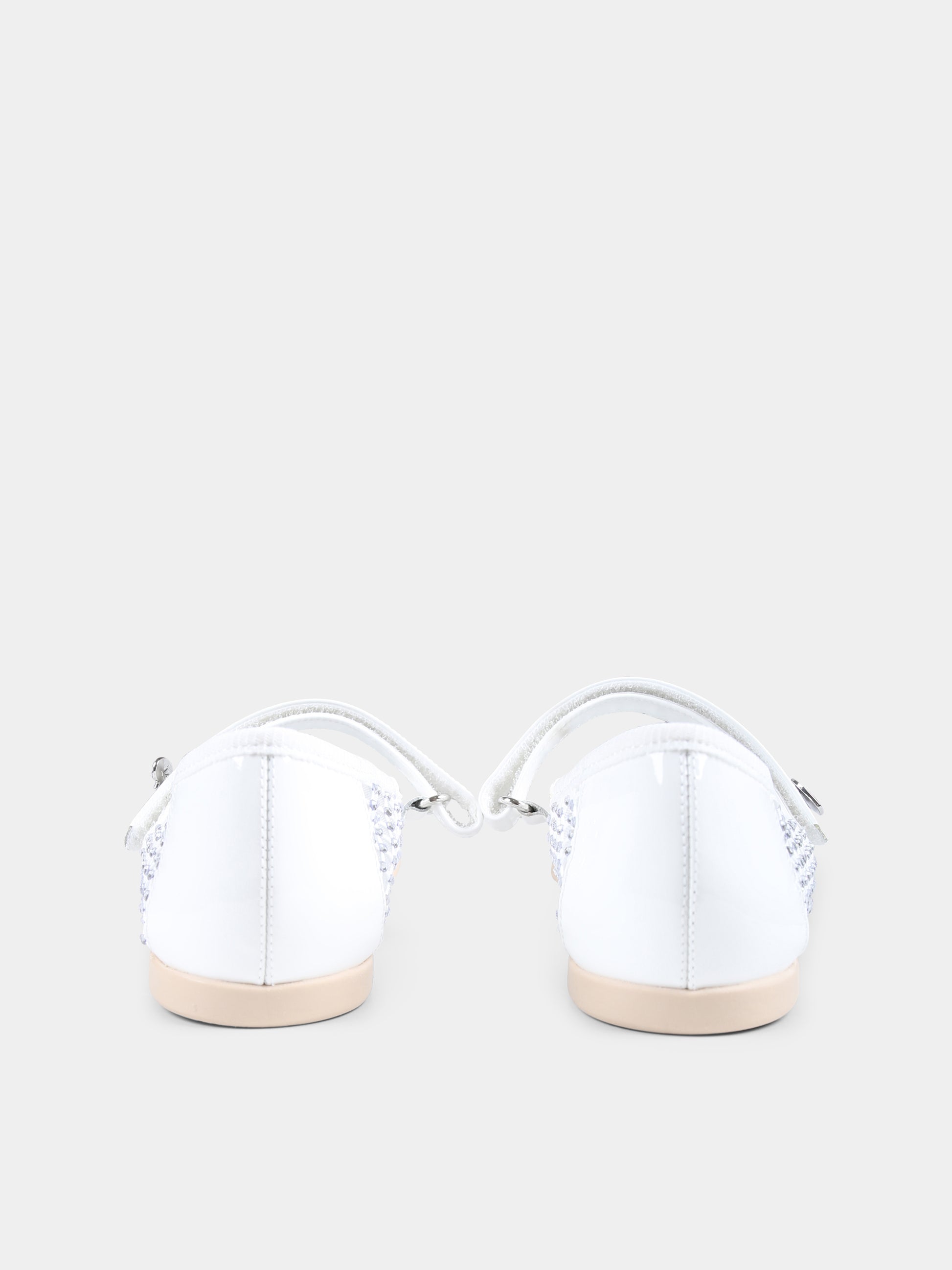 Ballerine bianche per bambina con strass,Monnalisa,87E003 5724 0001