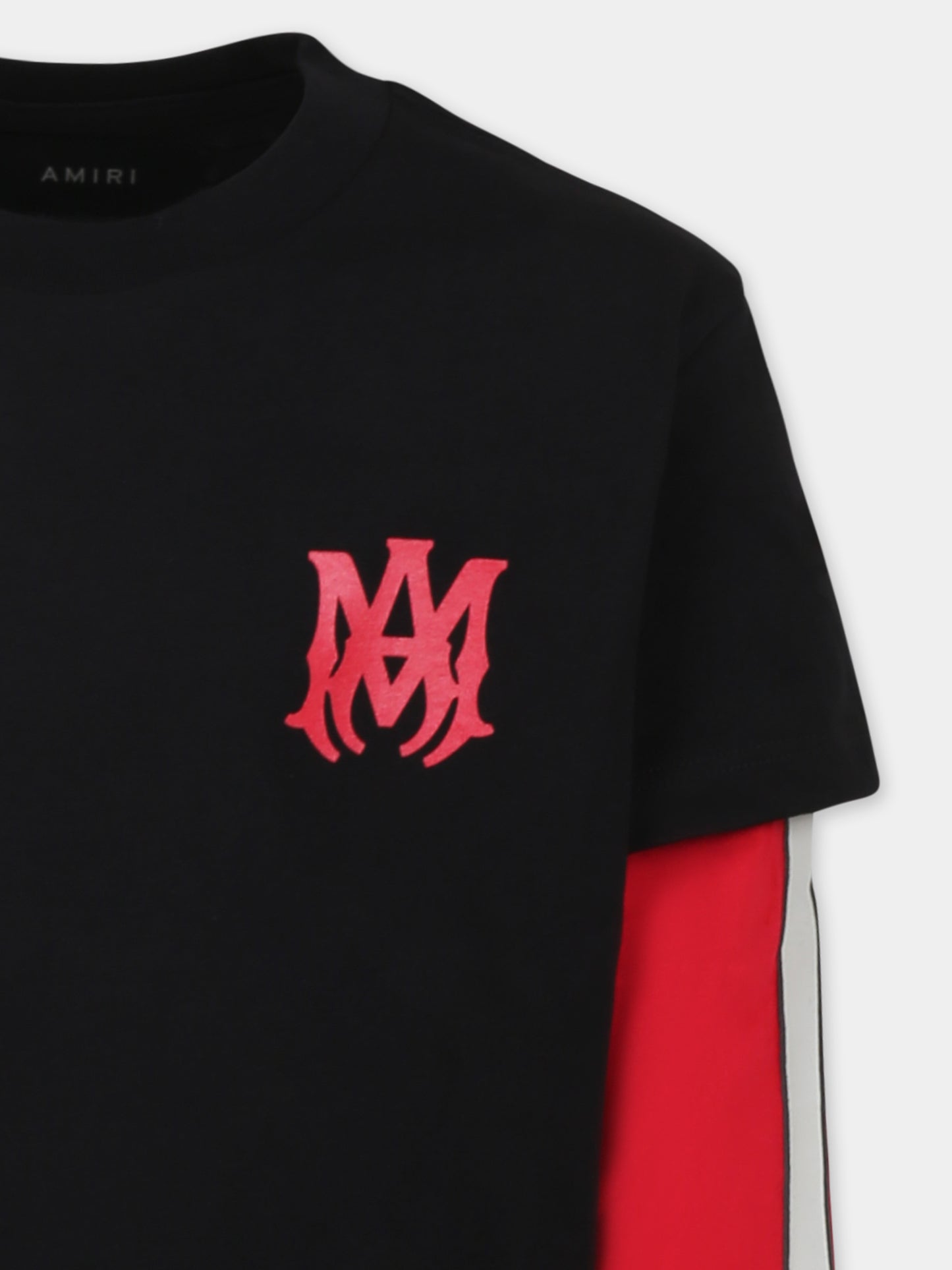 T-shirt nera per bambini con logo e stampa ossa,Amiri,AKJYTE1023 ALABASTER