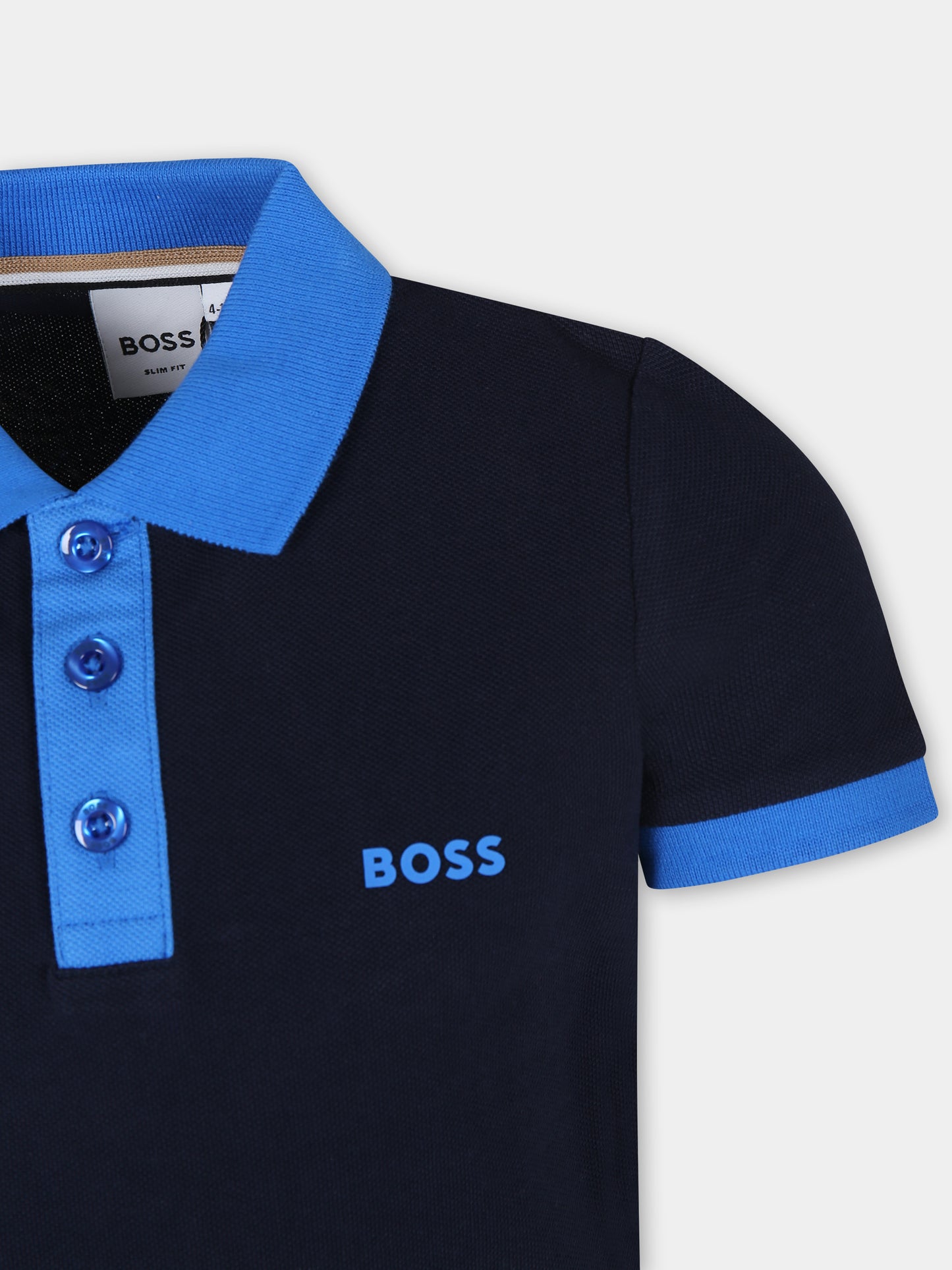 Polo blu per bambino con logo,Boss,J25O92 849