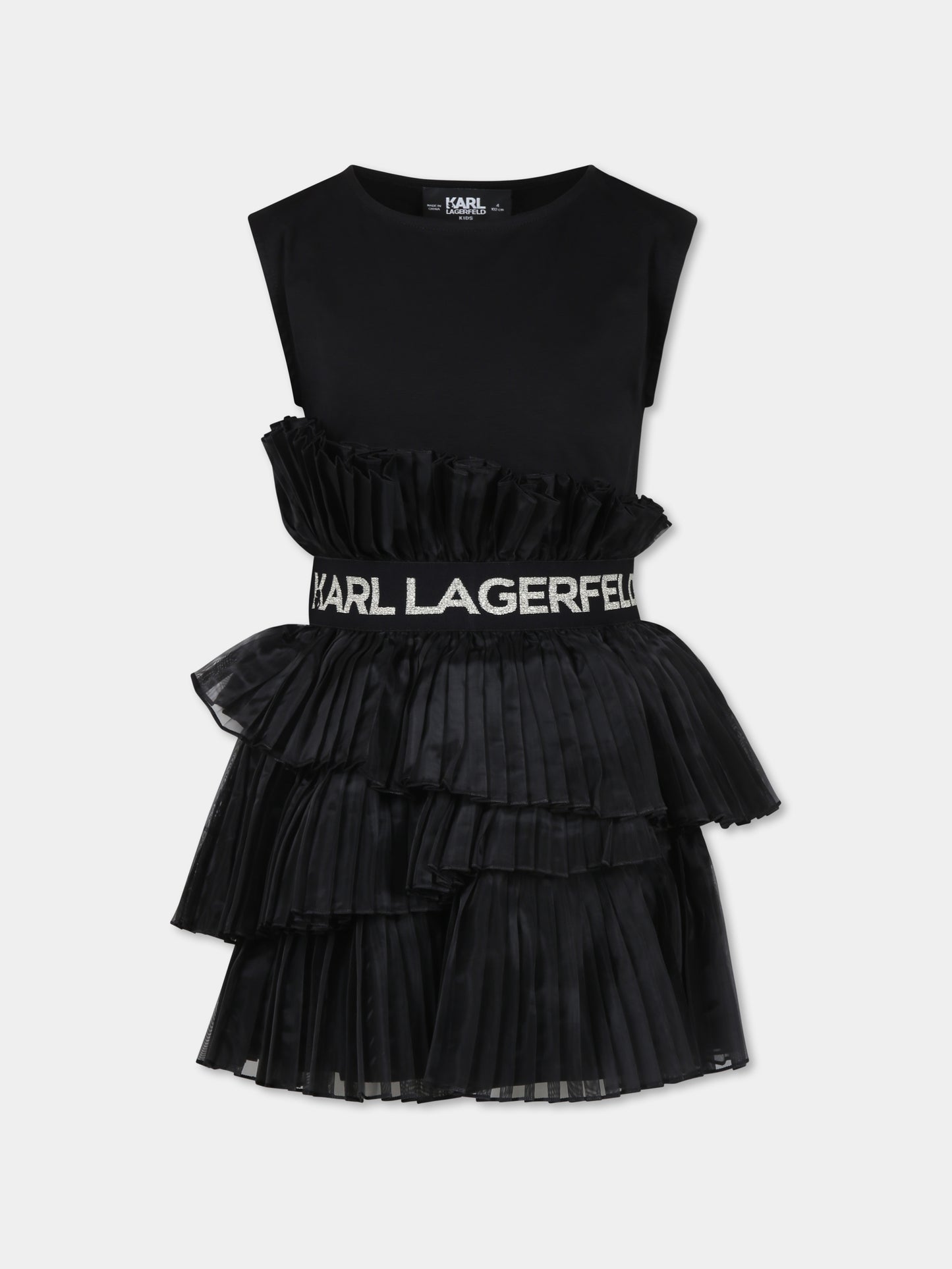 Vestito nero per bambina con logo,Karl Lagerfeld Kids,Z12260 09B