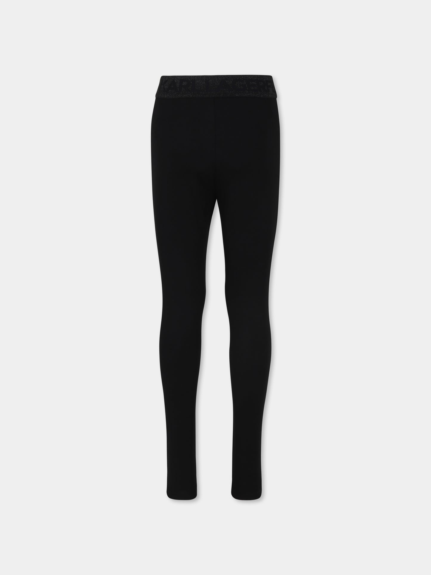 Leggings neri per bambina con logo,Karl Lagerfeld Kids,Z14213 09B