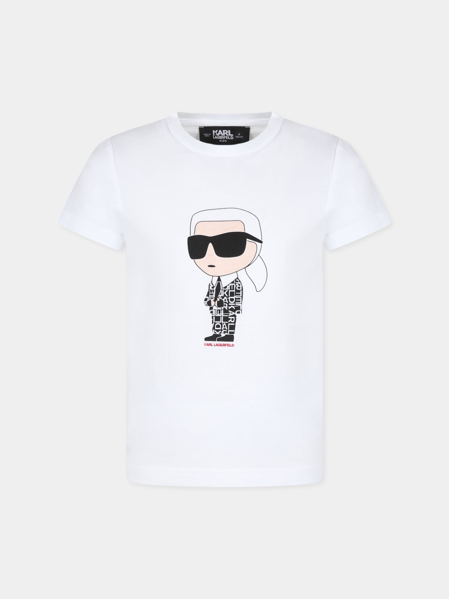 T-shirt bianca per bambini con Karl,Karl Lagerfeld Kids,Z25410 10B