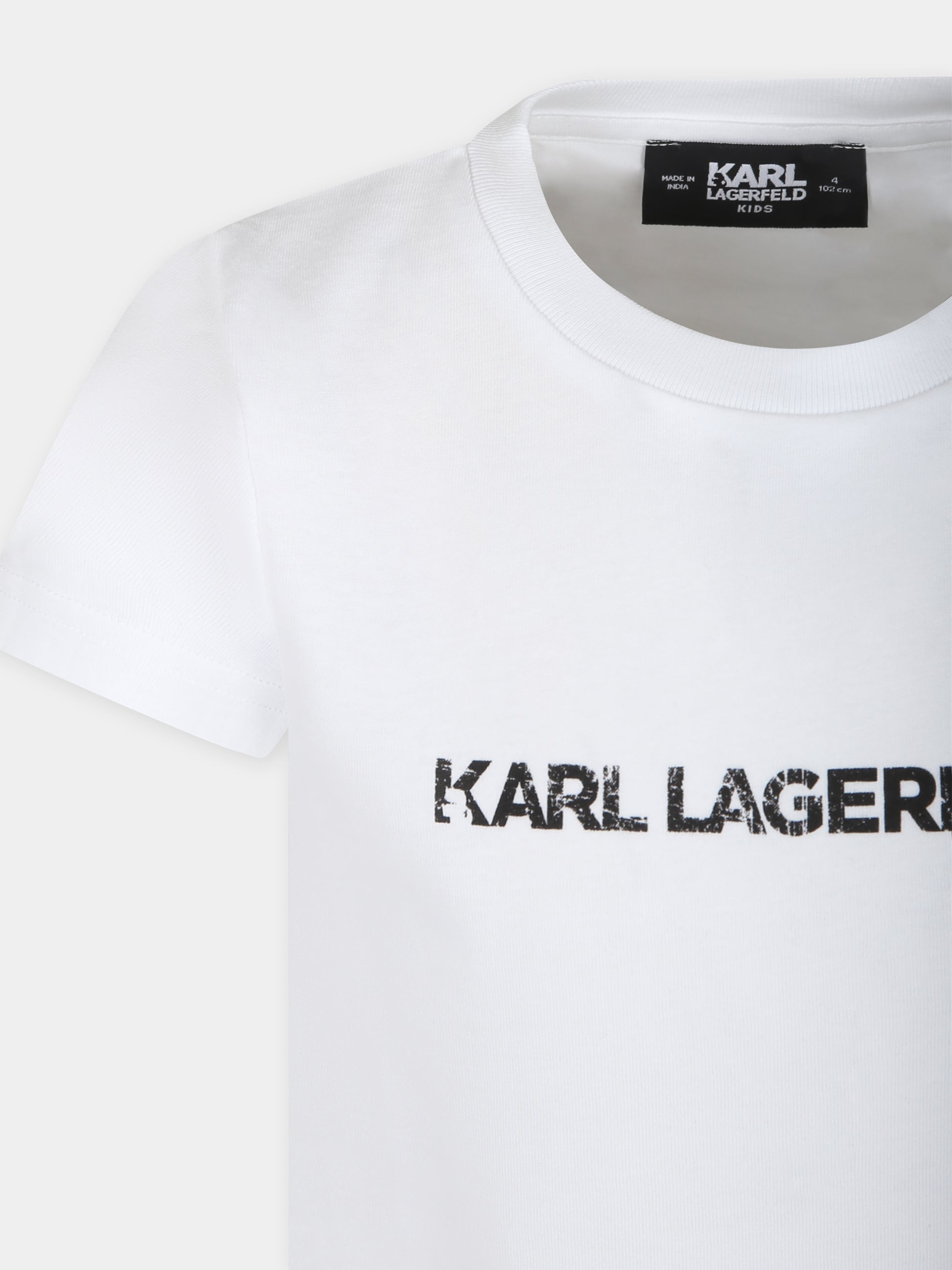 T-shirt bianca per bambini con logo e Karl,Karl Lagerfeld Kids,Z25422 10P