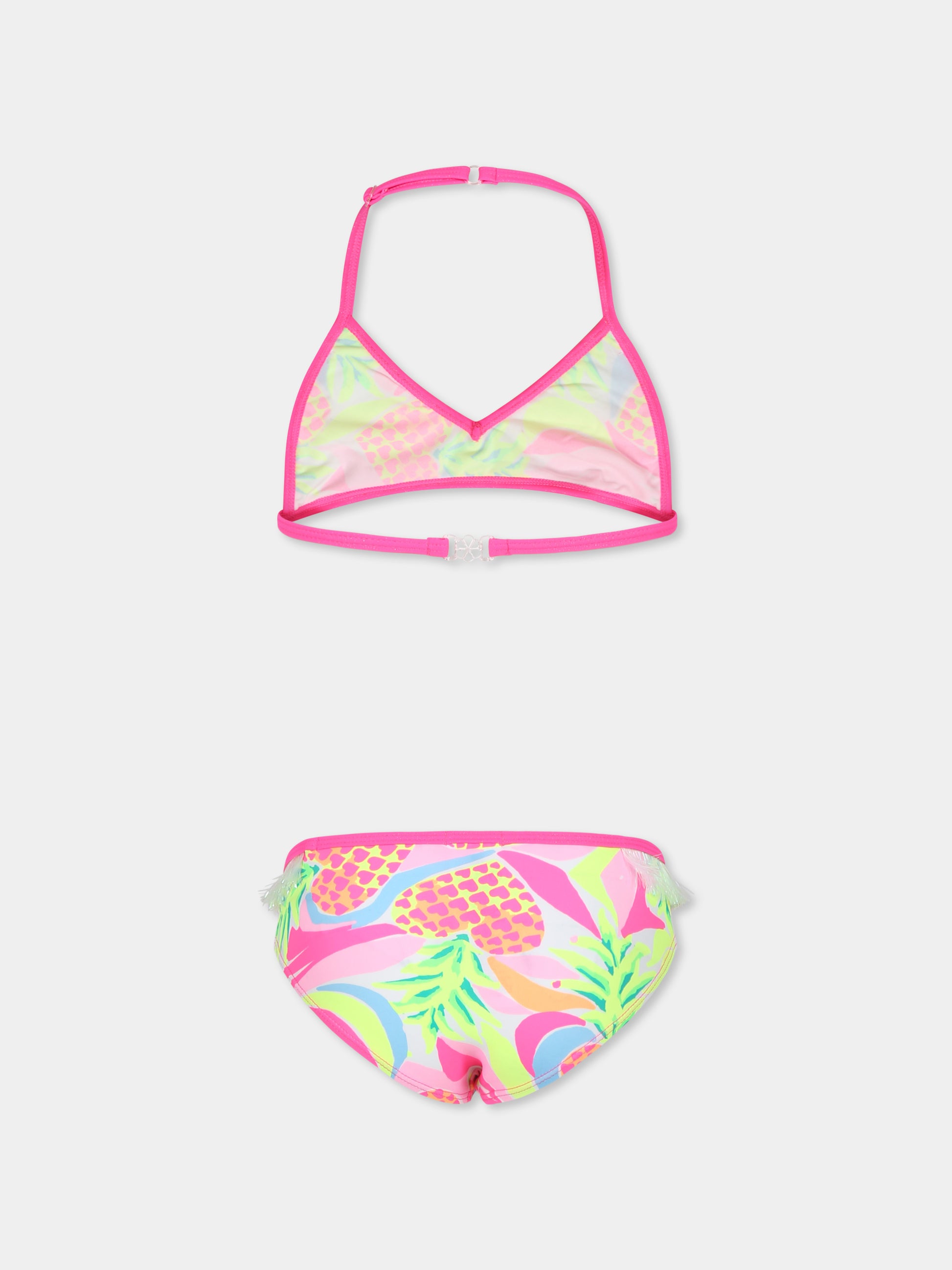 Bikini rosa per bambina con stampa ananas,Billieblush,U10505 Z41