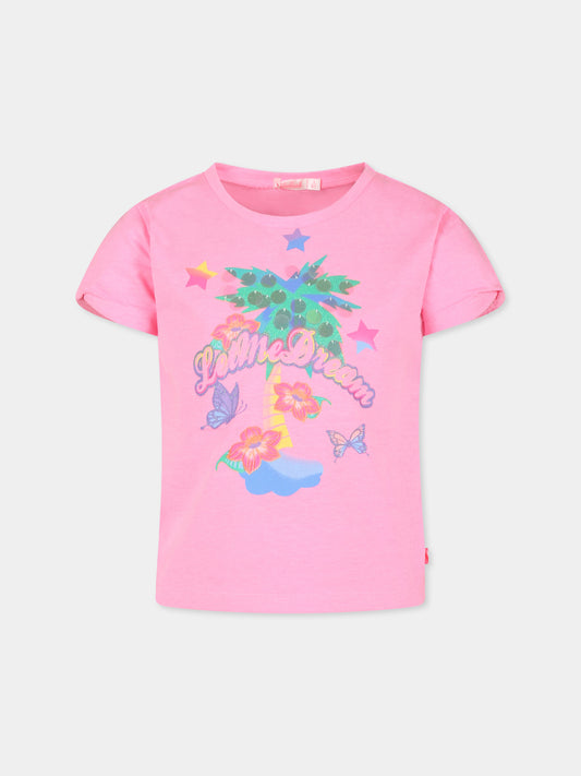 T-shirt rosa per bambina con paillettes,Billieblush,U15B14 462