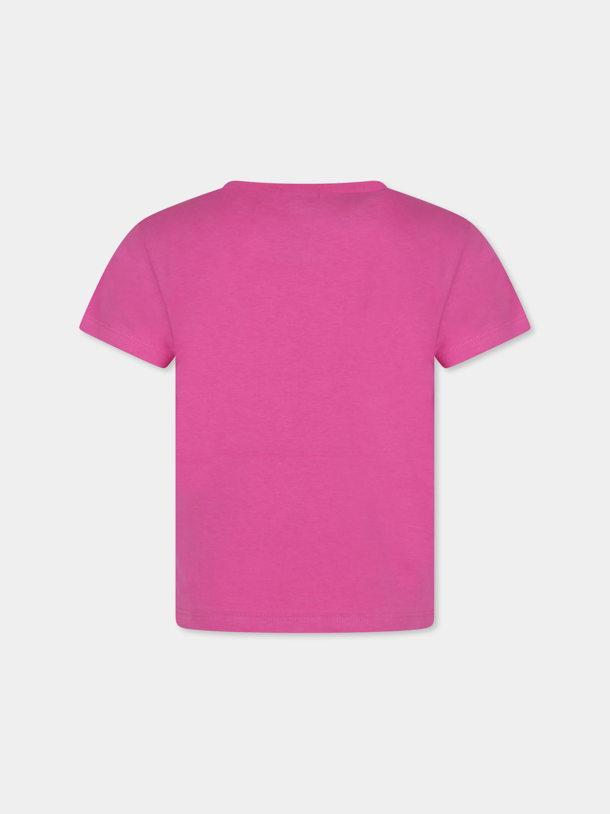 T-shirt fucsia per bambina con arcobaleno,Billieblush,U15B31 482