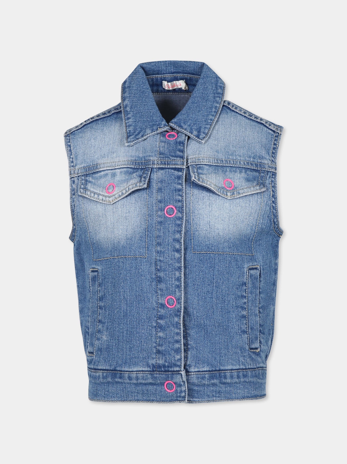 Gilet blu per bambina con cuore,Billieblush,U16359 Z18