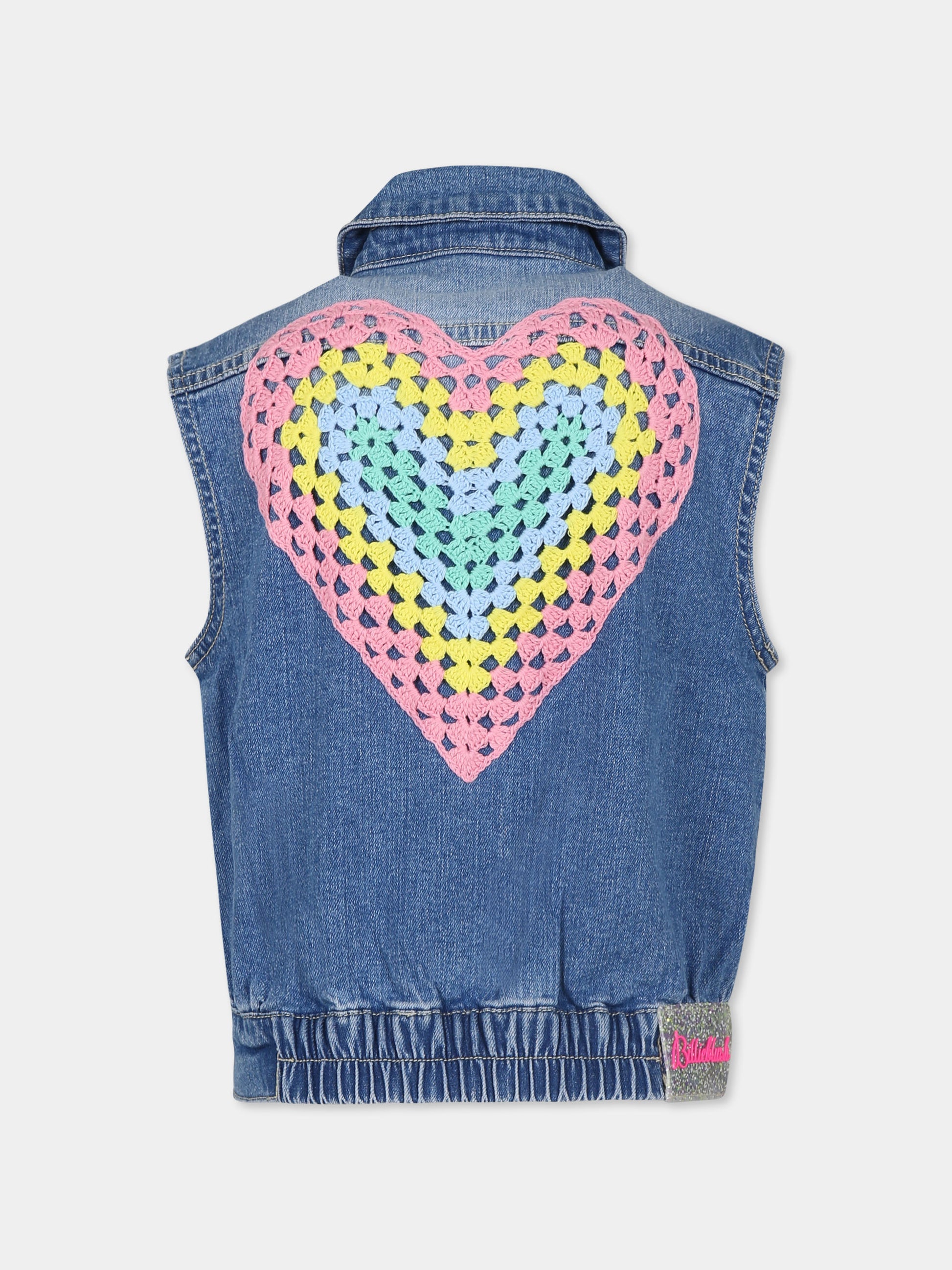 Gilet blu per bambina con cuore,Billieblush,U16359 Z18