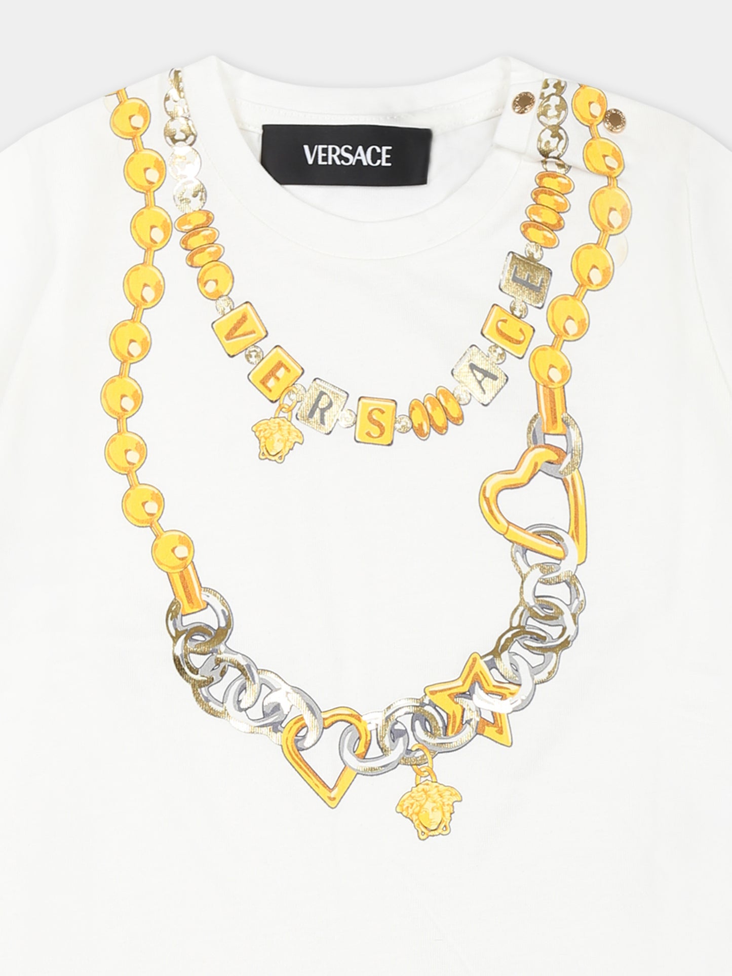 T-shirt bianca per neonato con logo Versace,Versace,1018570 1A13238 2W070