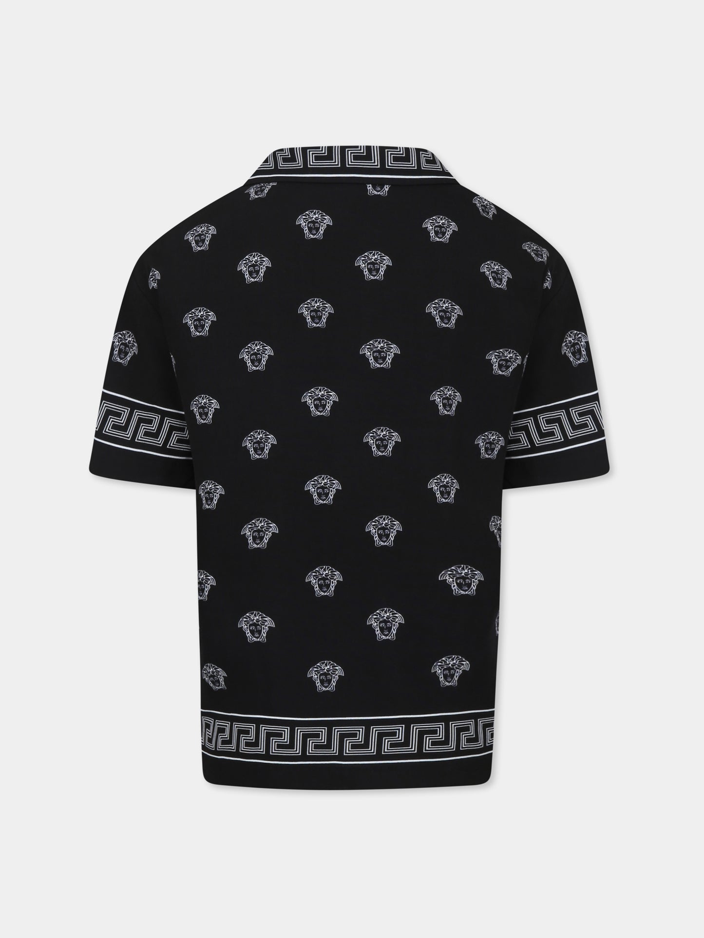 Camicia nera per bambino con stampa bandana Medusa,Versace,1018261 1A13057 5B040