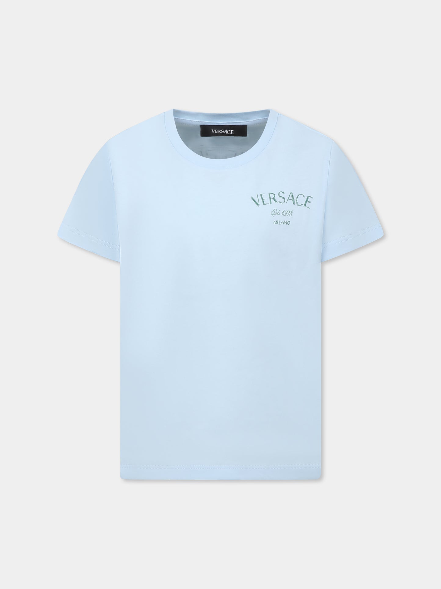 Light blue t-shirt for kids with logo