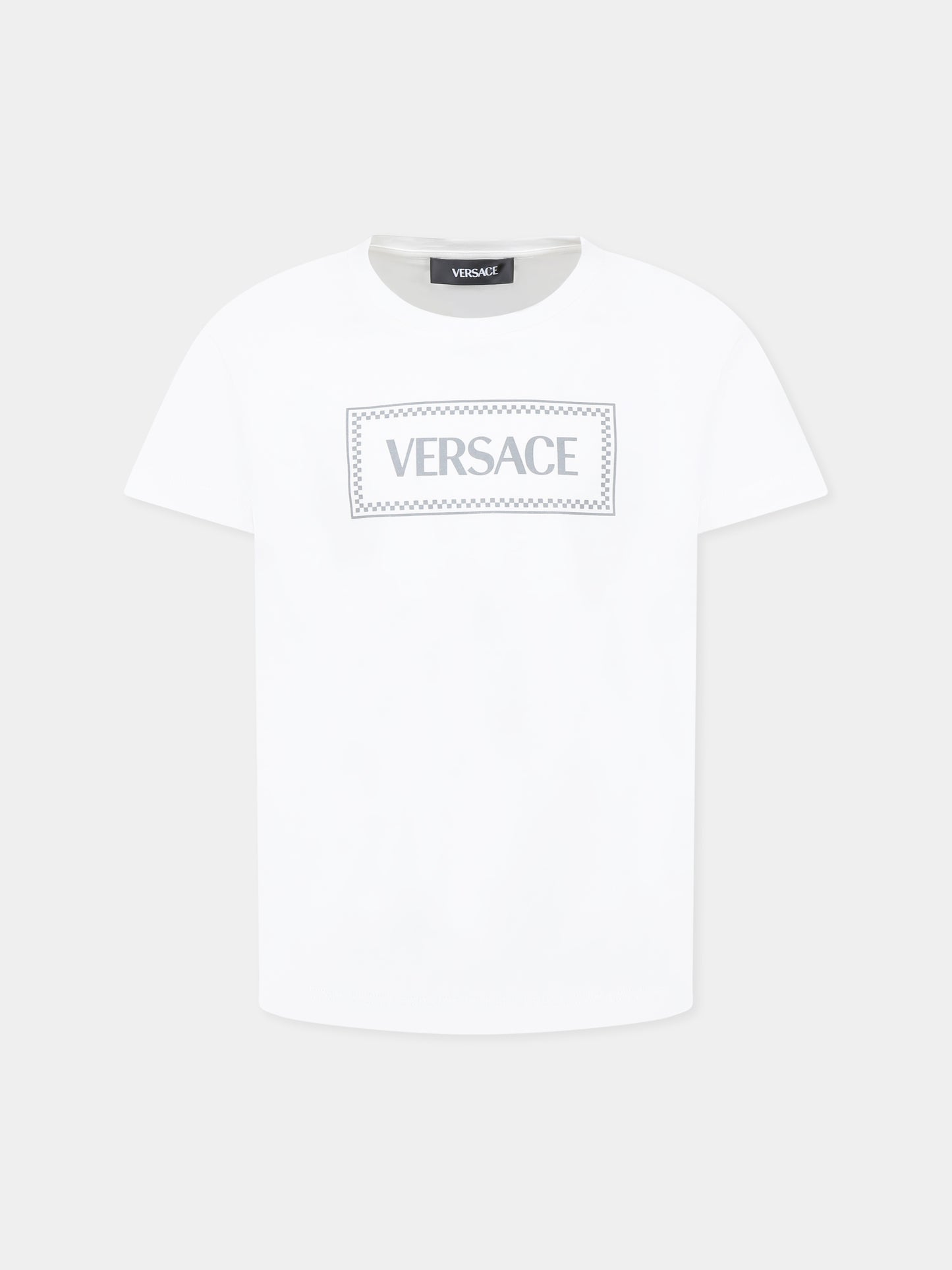 T-shirt bianca per bambini con logo,Versace,1018342 1A12976 2W450