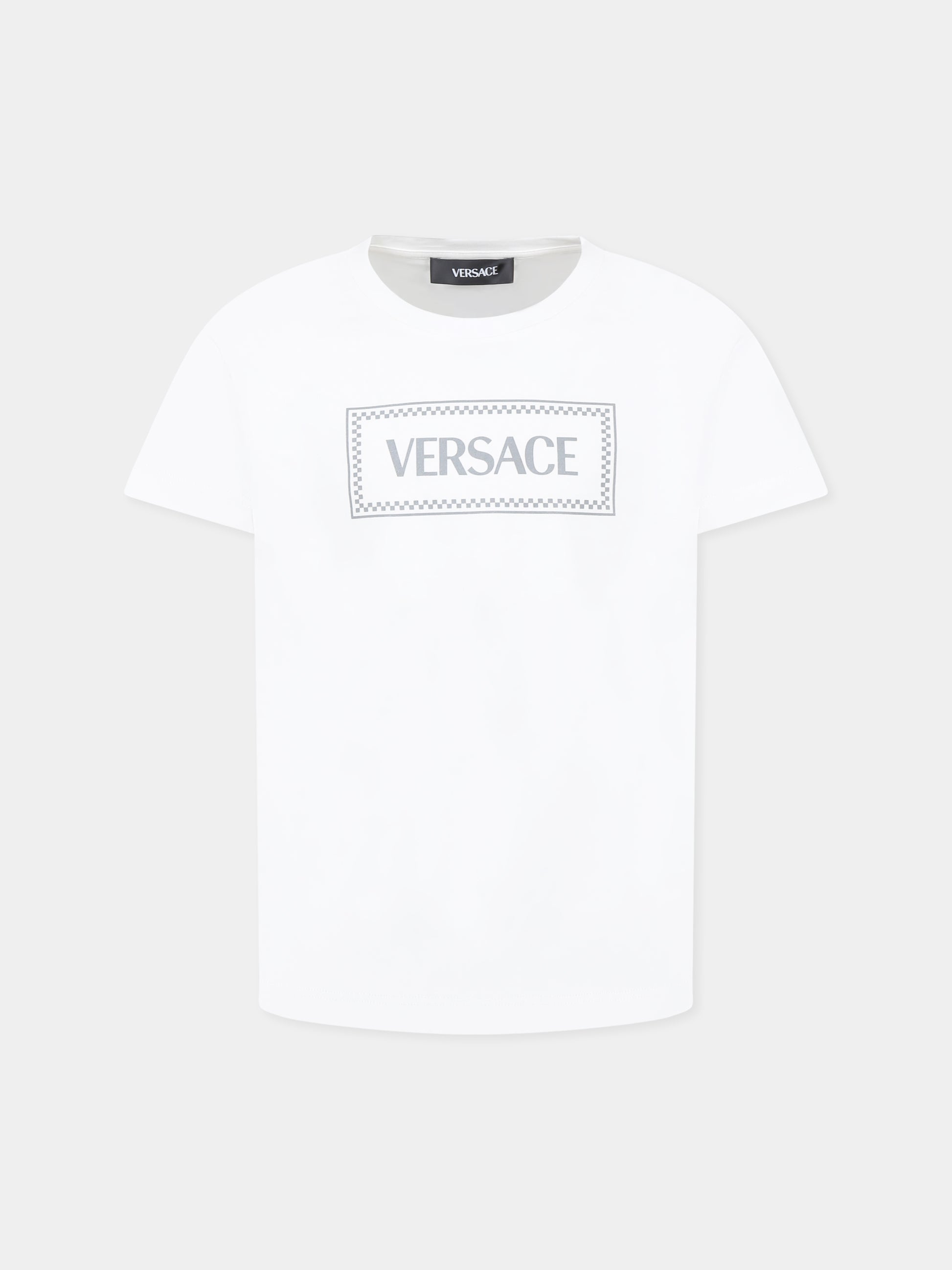 T-shirt bianca per bambini con logo,Versace,1018342 1A12976 2W450