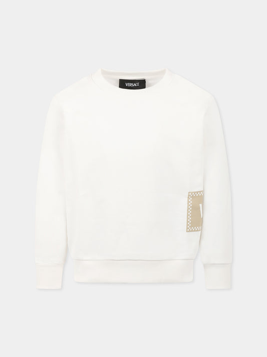 Felpa bianca per bambini con logo,Versace,1018577 1A13251 2WL50